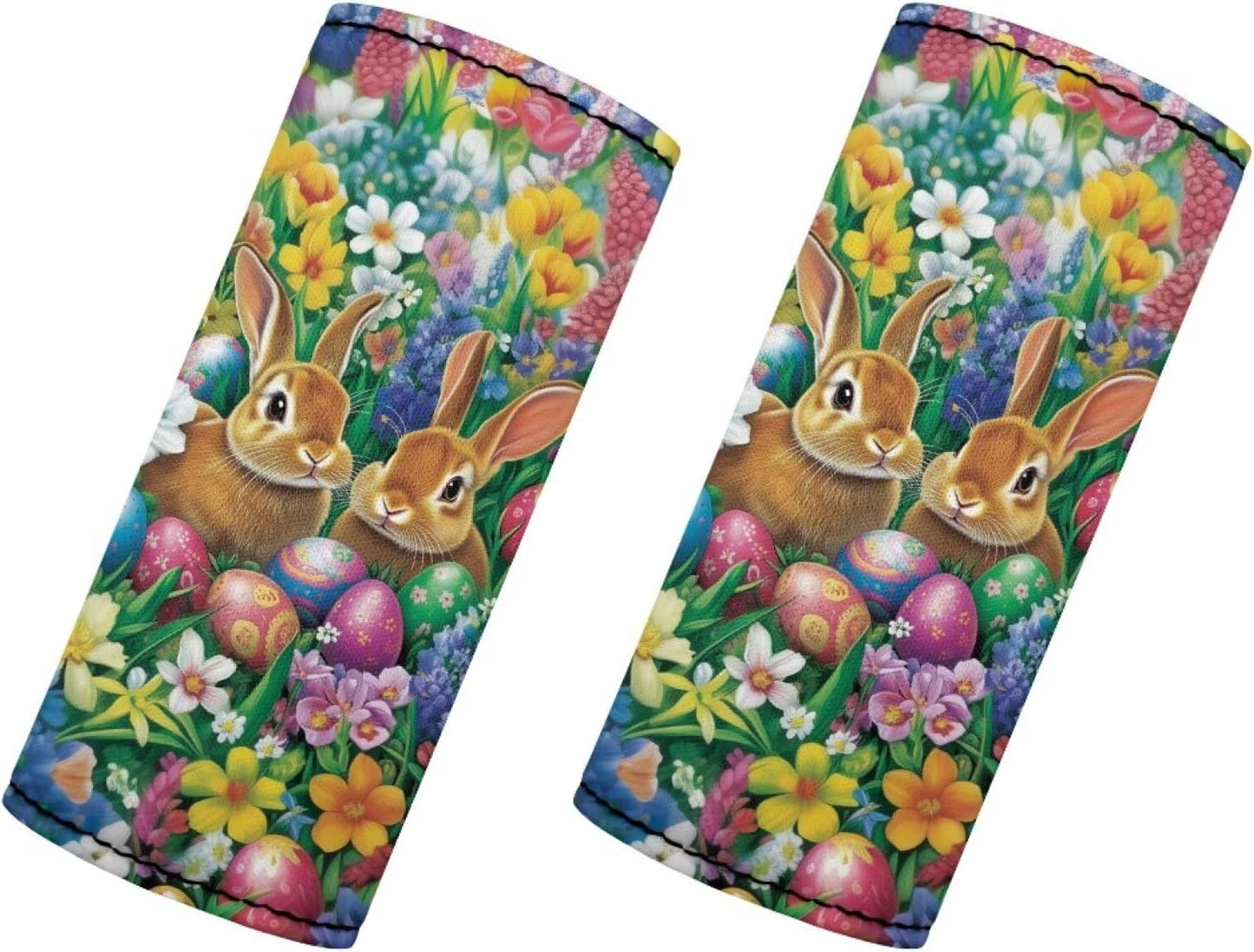 Rabbit Luggage Handle Wraps for Suitcase Egg Travel Accessories Set Handle Cover for Women Girls Luggage ID Tags Door Protector Grip Glove Easter Decor