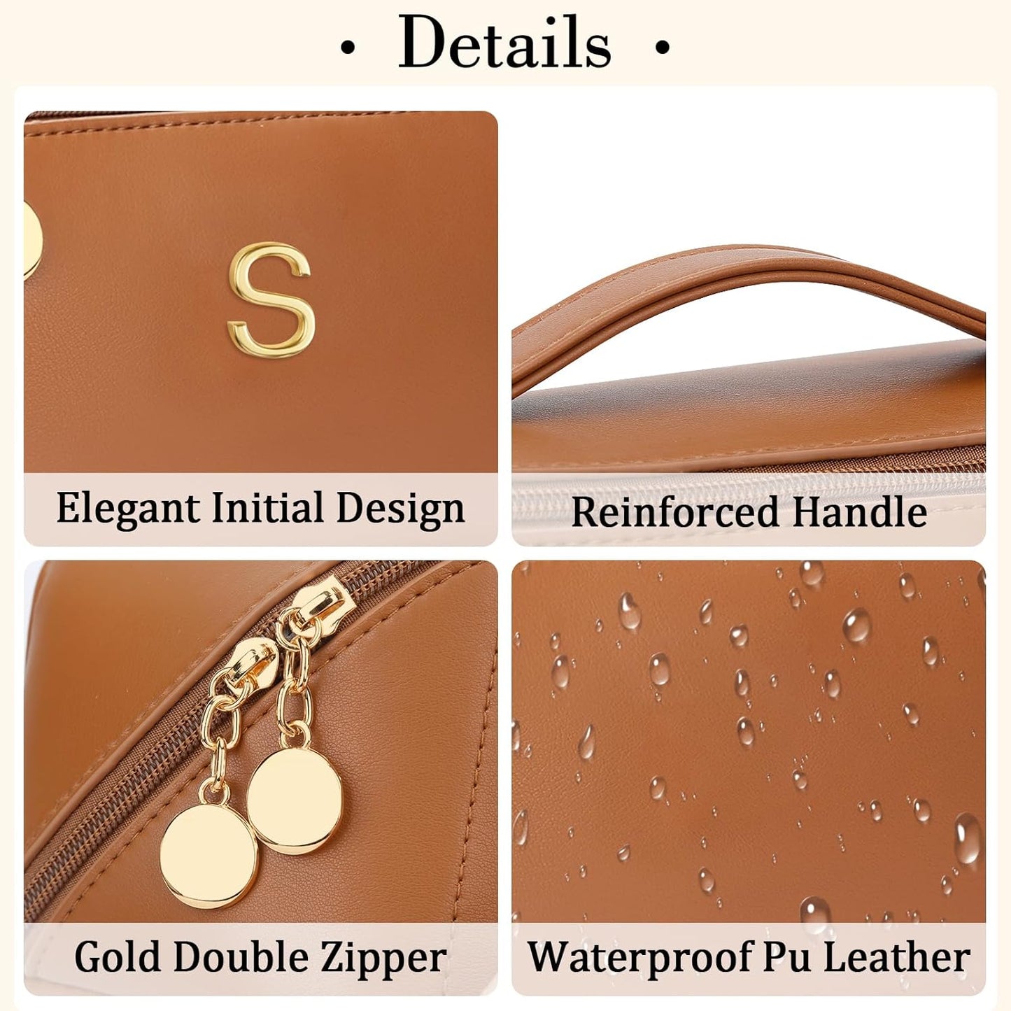 Birthday Gifts for Women Teen Girl, Personalized Initial Makeup Organizer Bag Set, Open Flat Travel