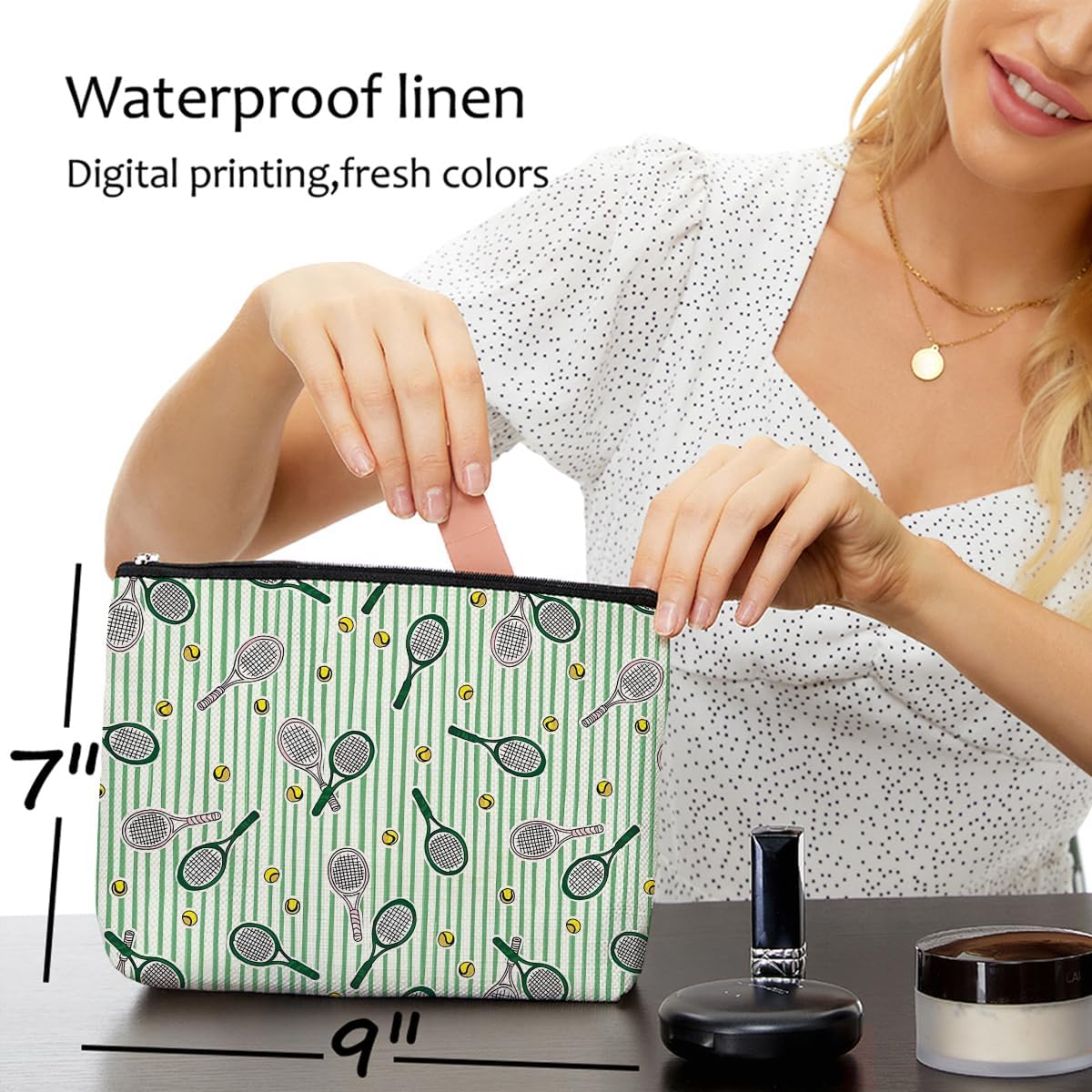Tennis Gifts, Inspirational Tennis Makeup Bag, Tennis Accessories Tennis Gift Cosmetic Bag Toiletry