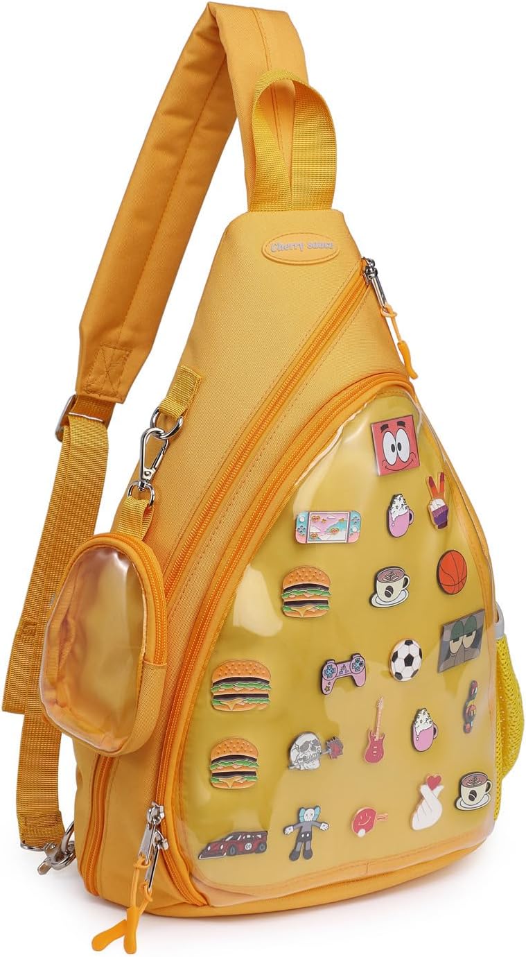 Oxford Ita Bag Kawaii Pin Display Chest Pack Single Shoulder Bag Sport Backpack Hiking Daypack, Medium