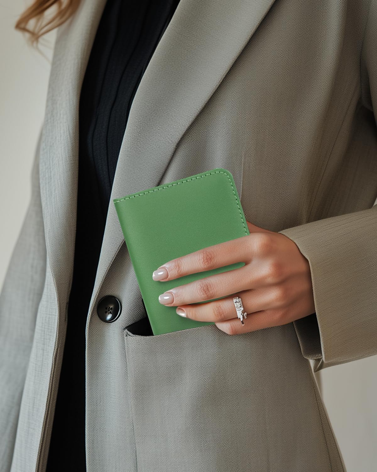 ALLIVE Passport Holder for Travel, Genuine Leather Passport Holder Women Men,Passport Cover Wallet,Travel Must Haves Airport Essentials Travel Gifts Green