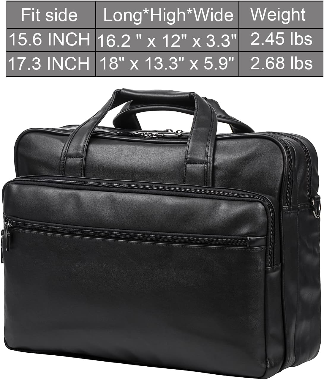 seyfocnia Leather Laptop Bag, Men's 15.6 Inche 17.3 Inche Messenger Briefcase Business Satchel Computer Handbag Shoulder Bag