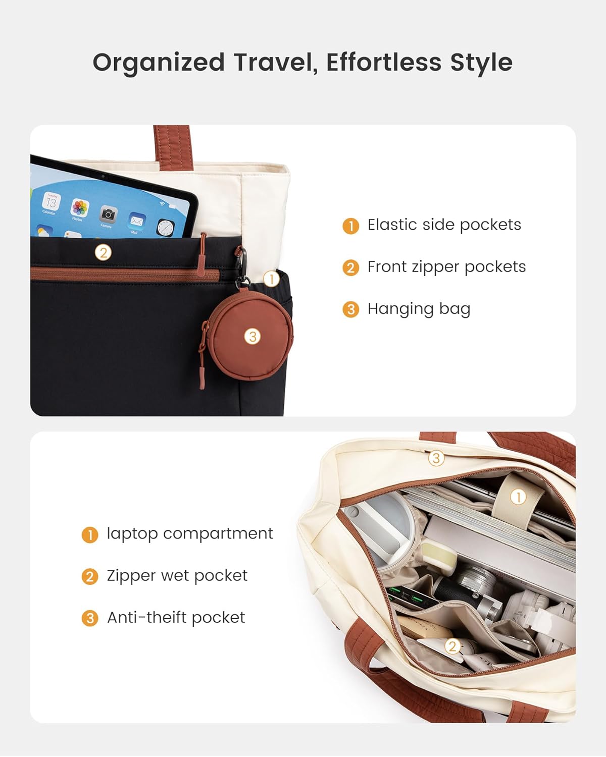 LOVEVOOK Expandable Tote Bag for Women,Laptop Work Bag with Cup Holder Pocket & Zipper for