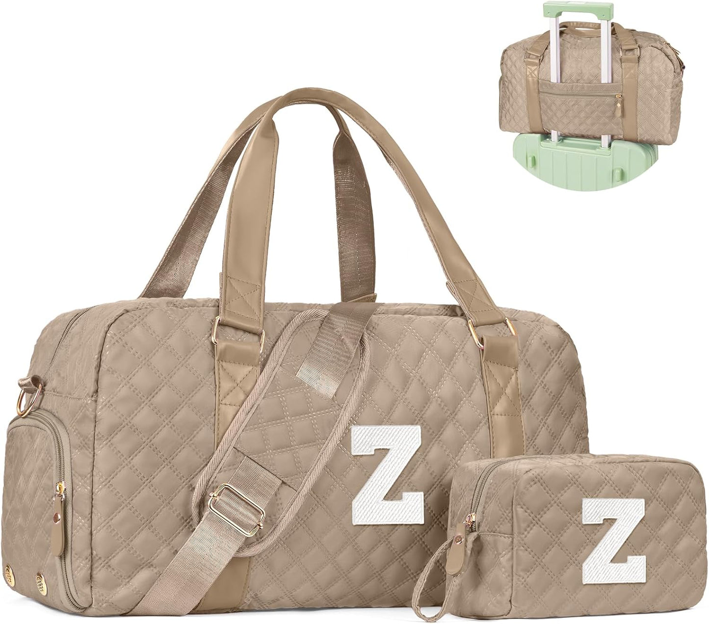 Monogram Duffle Bag Women Girls Gift: Initial Overnight bags, Dance Cheer bag Sports for Girl, Kid Gymnastics Bags, Birthday Gifts for Women Girls Kids Teens Mom Teacher
