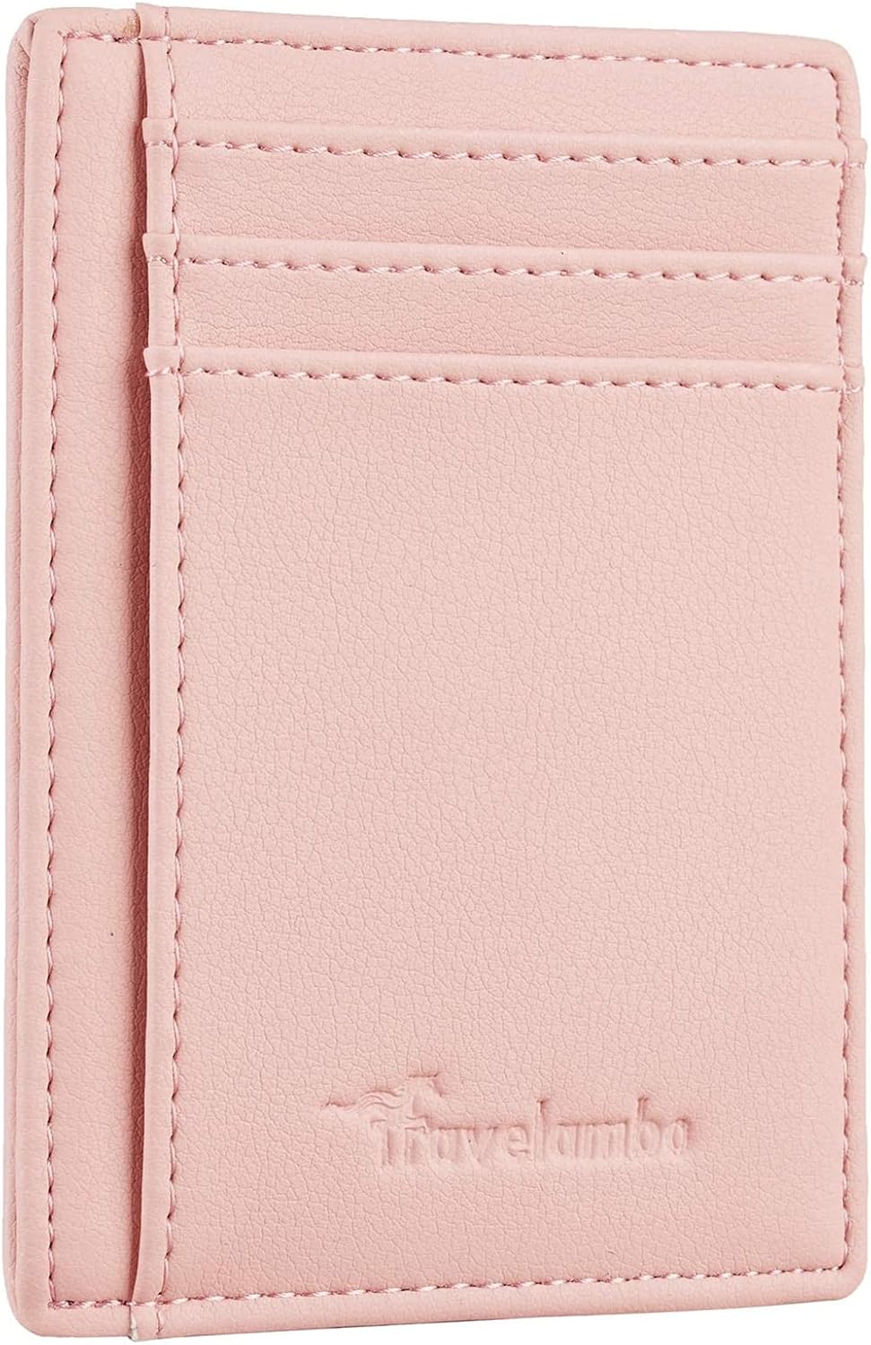 Travelambo Front Pocket Minimalist Leather Slim Wallet RFID Blocking Medium Size
