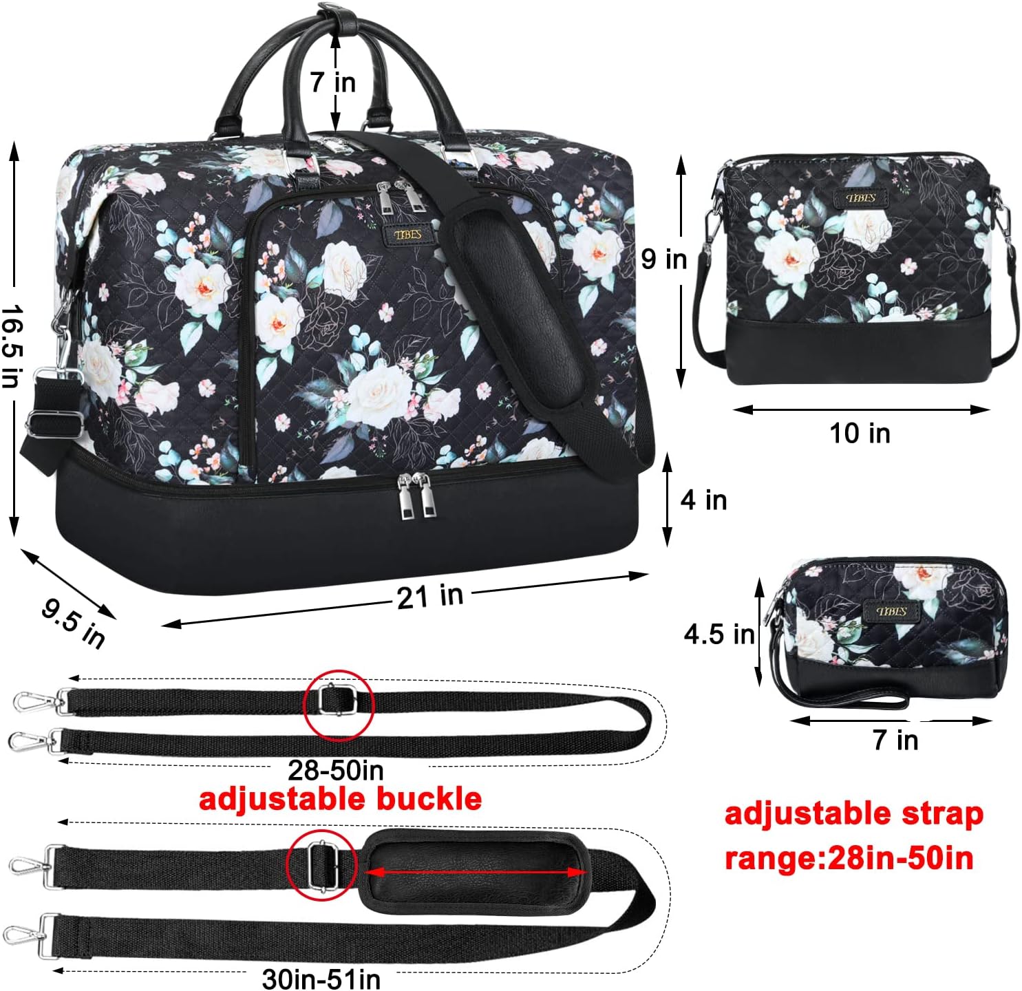 Travel Weekender Bag for Women, Overnight Bag with Shoe Compartment Oversized Travel Duffel Bag