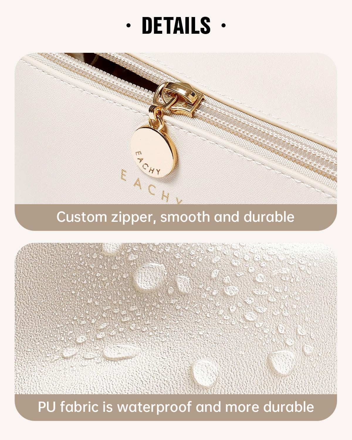 EACHY Travel Makeup Bag,Large Capacity Cosmetic Bags for Women,Waterproof Portable Pouch Open Flat