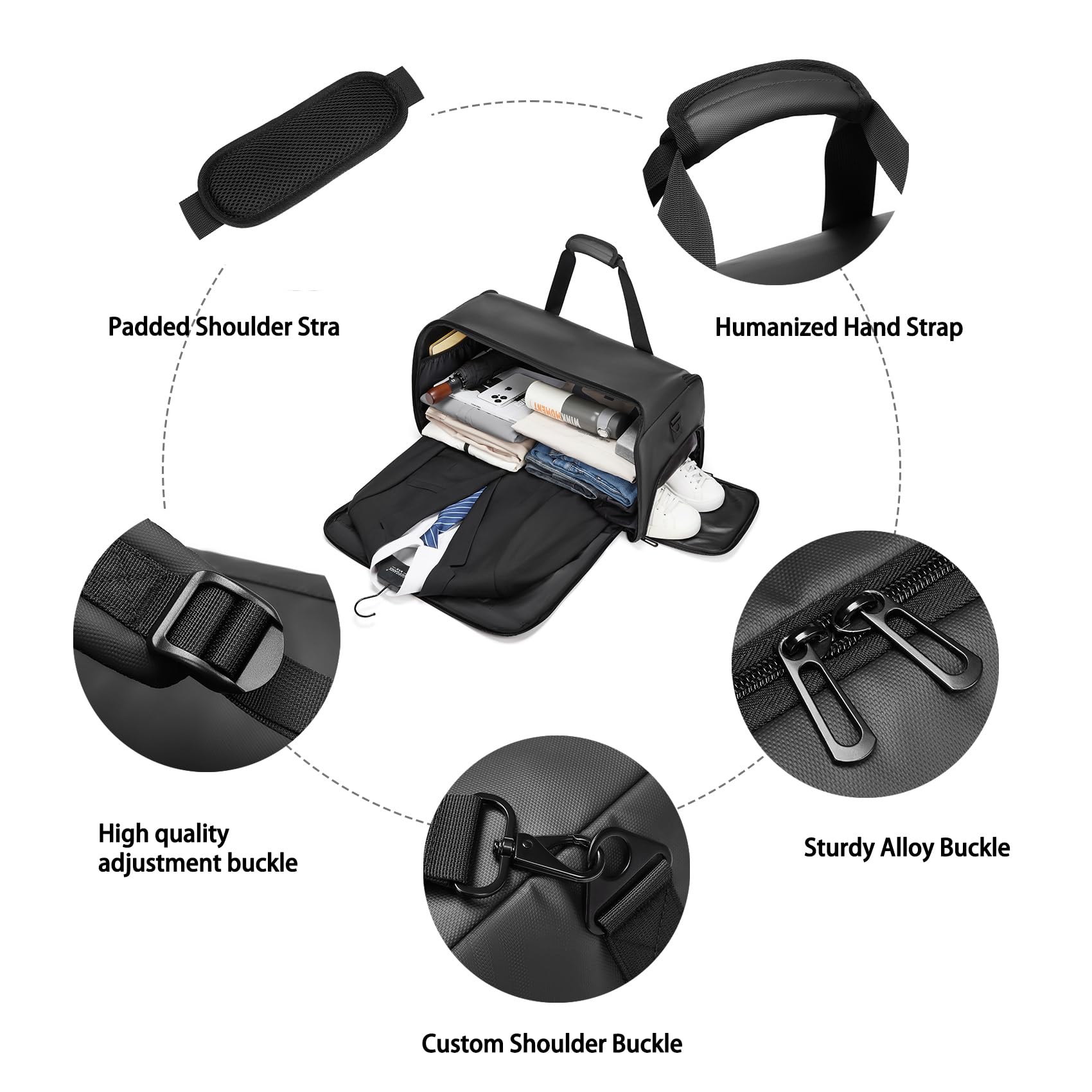 Garment Bags for Travel,45L Carry on Convertible Garment Duffle bag for Men Women - 3 in 1 Hanging