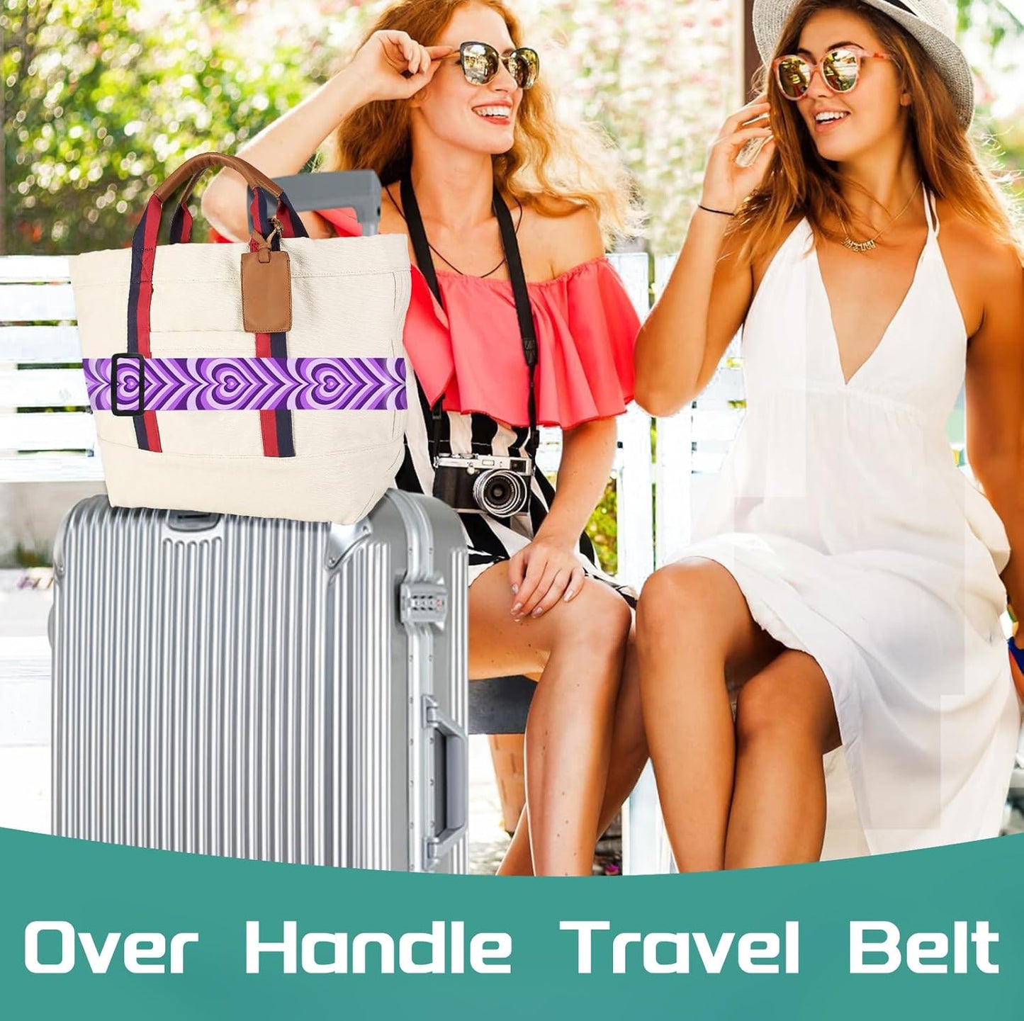 Slohif Luggage Straps for Suitcases Travel Belt Accessories Luggage Connector Identifiers 2 Pack