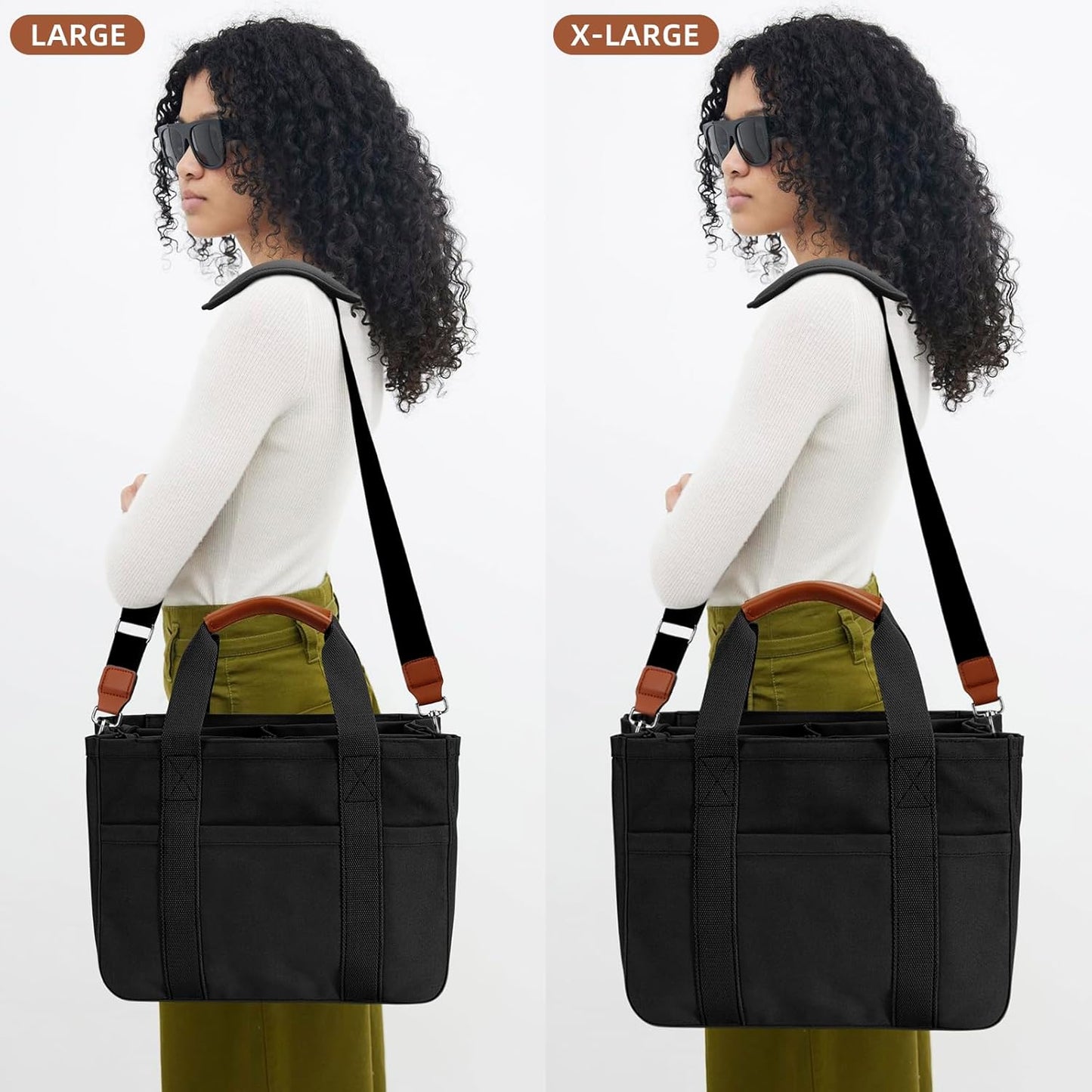 KKXIU Canvas Tote Bag for Women with Zipper and Compartments Crossbody Large Bible Messenger Purse Bag With Pockets