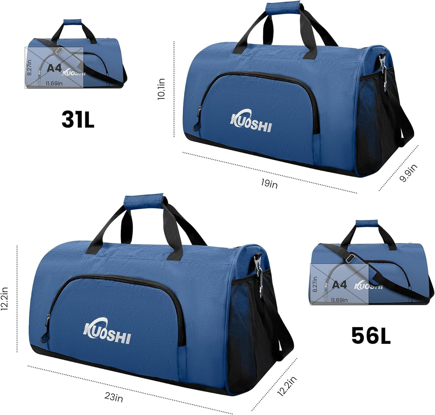 Gym Duffle Bag for Men & Women Water-Resistant-Sports Travel Bag with Ventilated Shoe Compartment &