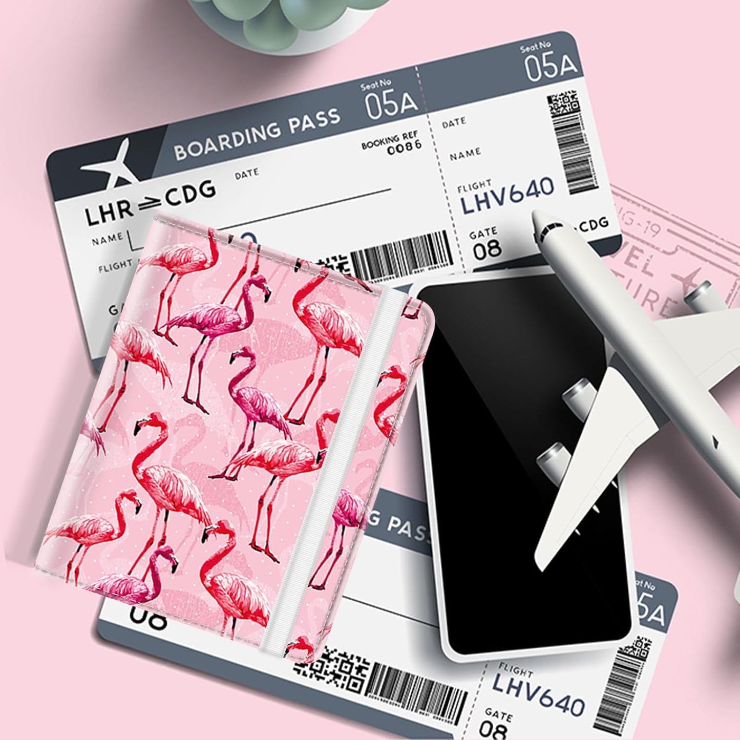 Passport Holder for Travel, Cute Passport Cover for Women Men, Waterproof PU Leather Rfid Blocking Passport Wallet with Credit Card Case for Travel Family, Boys Girls Travel Essentials