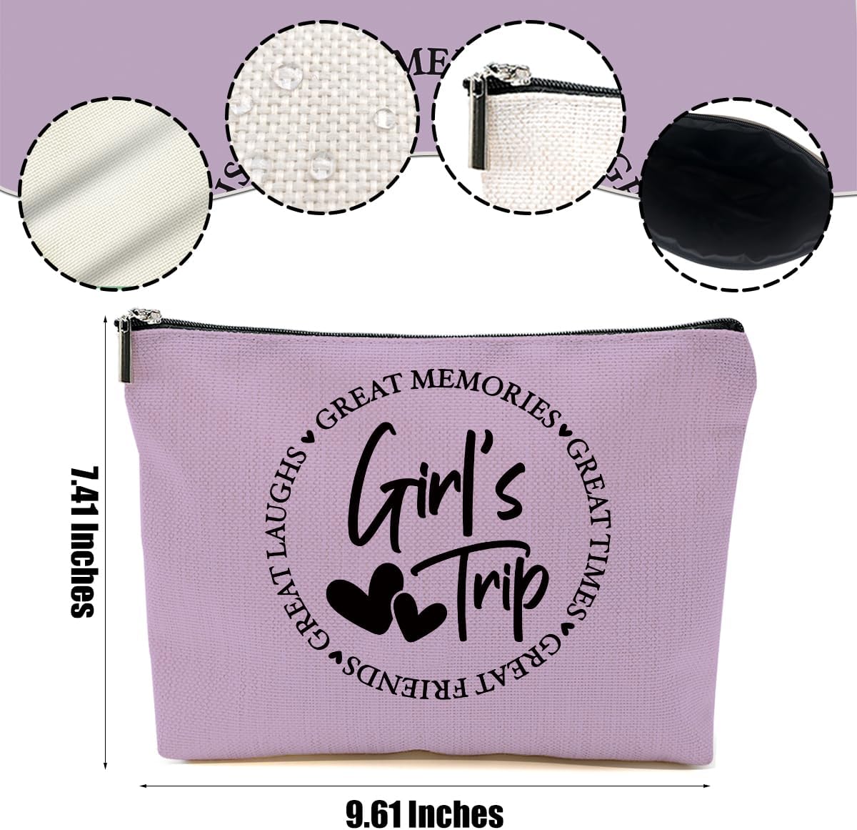 3Pcs Girls Trip Gifts Favors, 2025 Girls Weekend Gifts Makeup Bag, Bestie Gifts Weekend Bag Vacation Cosmetic Bag, Friendship Gifts for Women Friend Bestie, Graduation Wedding Gifts Toiletry Bag