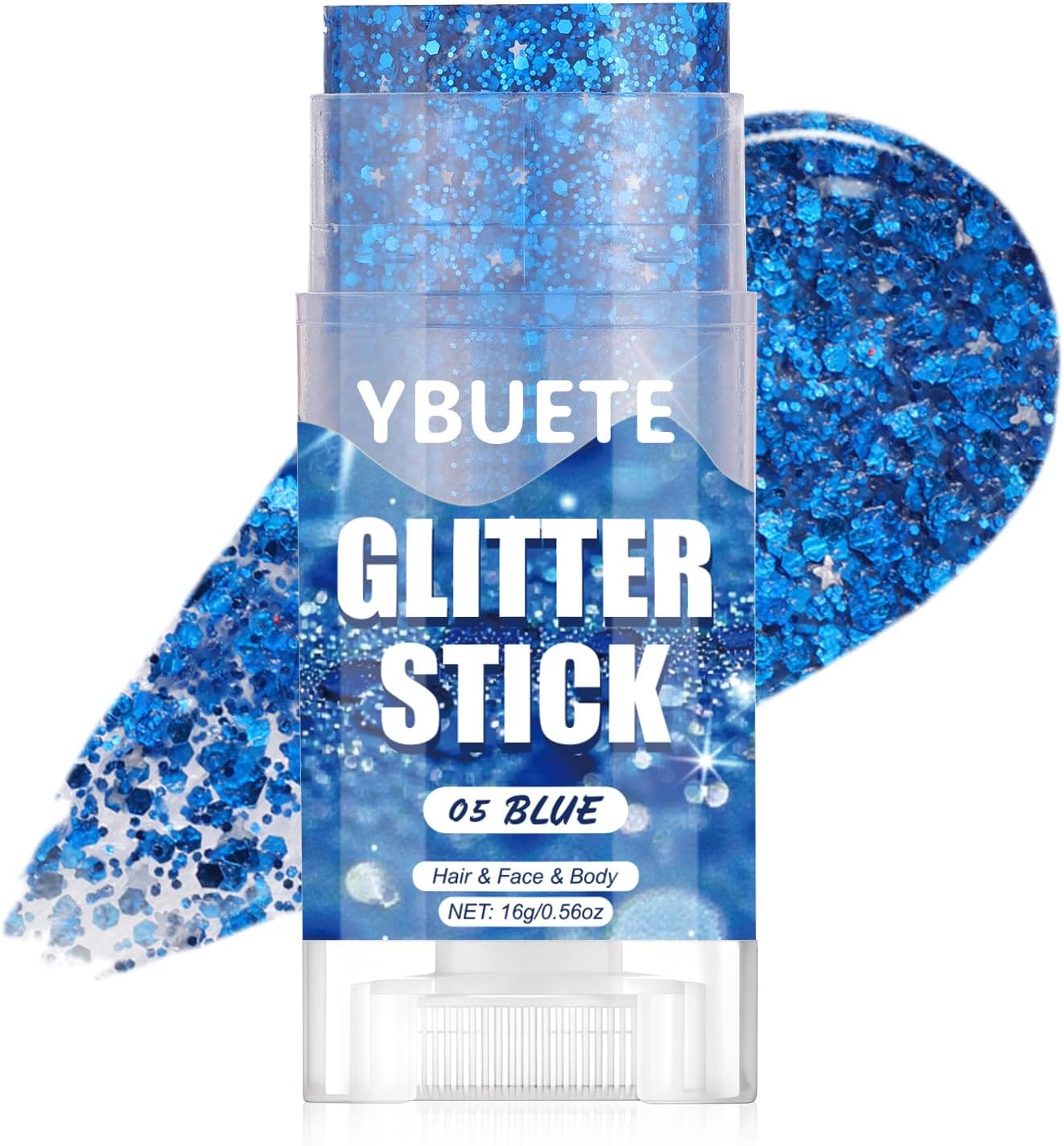 Blue Face and Body Glitter Stick for Sparkling Makeup, Hair Glitter Accessories for Women, Highlighting Stick for Fairy Dust Makeup, Cheerful Face Glitter for Festive Parties and Carnivals