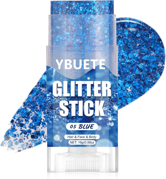 Blue Face and Body Glitter Stick for Sparkling Makeup, Hair Glitter Accessories for Women, Highlighting Stick for Fairy Dust Makeup, Cheerful Face Glitter for Festive Parties and Carnivals