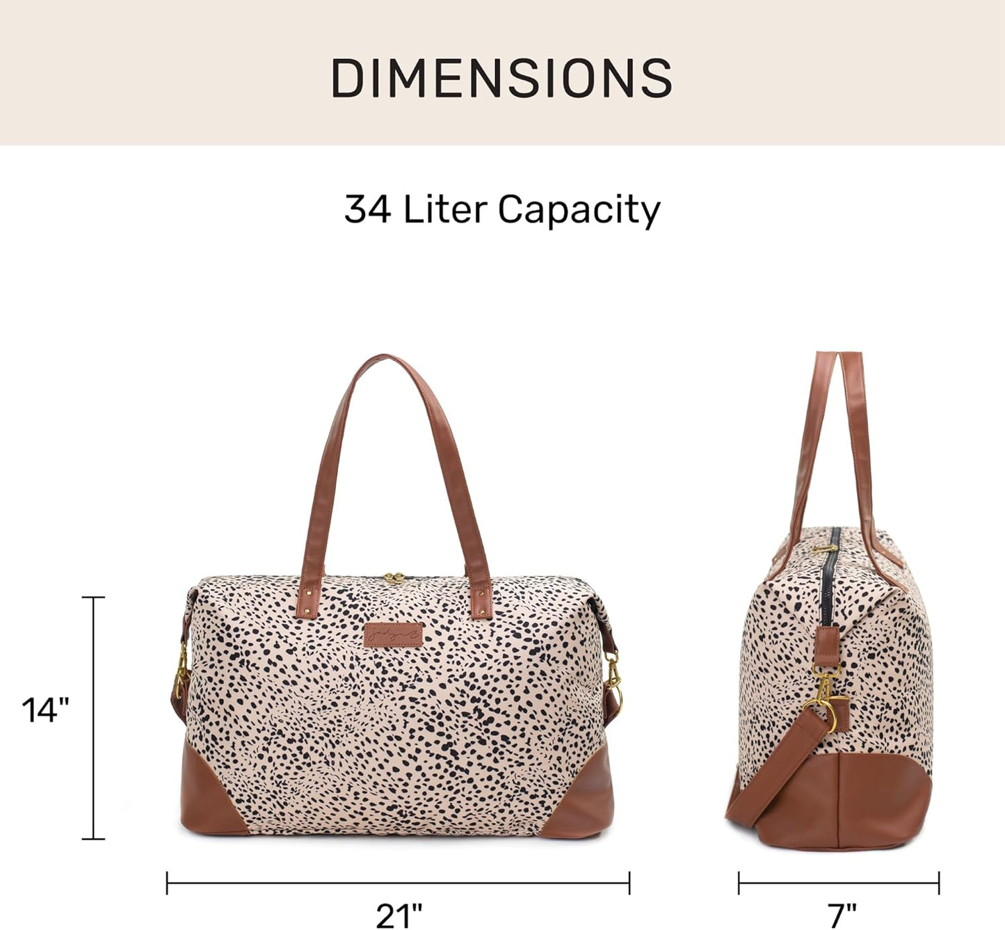 Jadyn Luna Women's Weekender Bag and Travel Duffel, Large 37 Liter Capacity