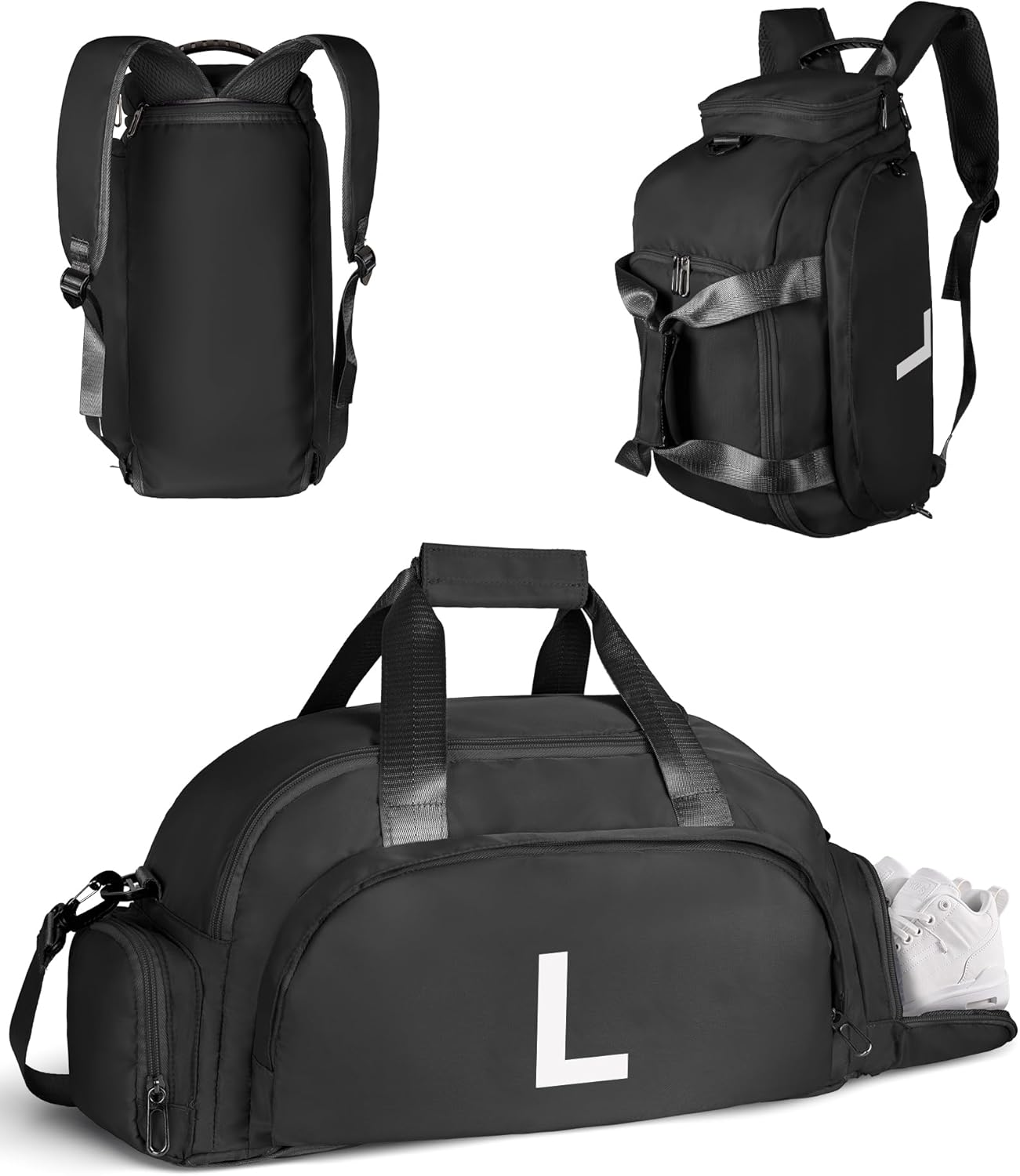 Teenager Girls Boys Gift Ideas, Initial Gym Bags with Shoe Compartment, Dance Bag for Girls, Monogram Kid Overnight Bags, Travel Duffle Tote-Perfect for Ballet Soccer Sport (Letter L)