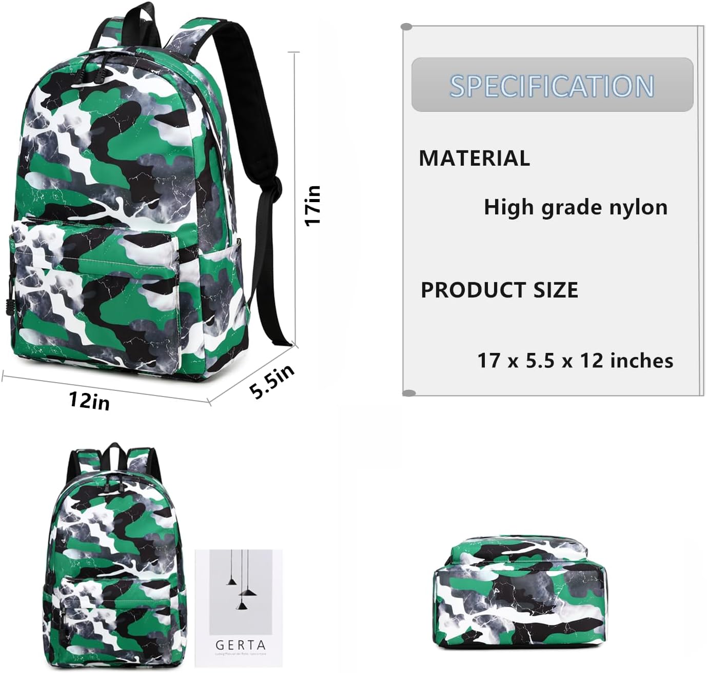 Lmwzh Backpack For Boys Girls Elementary Waterproof teen School Bags Kids Bookbag Lightweight Camo Green