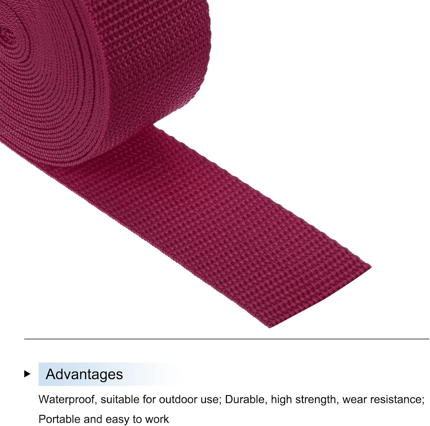 MECCANIXITY Lightweight Polypropylene Webbing Strap 1 1/2" 5 Yard Backpack Strapping Band Dark Red