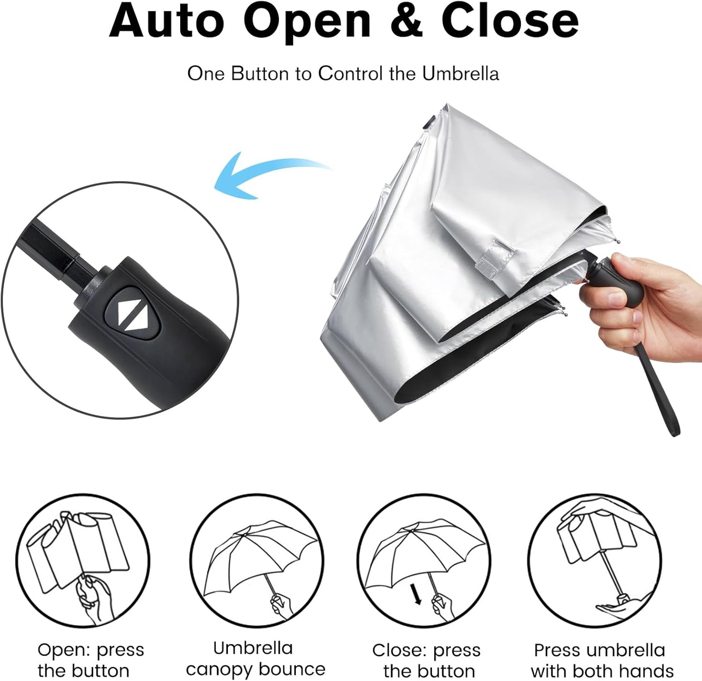 G4Free Mini Ultralight Umbrella UPF 50+ UV Protection Compact Lightweight Travel Umbrella Super Slim Small Portable Automatic Open and Close,40 Inch