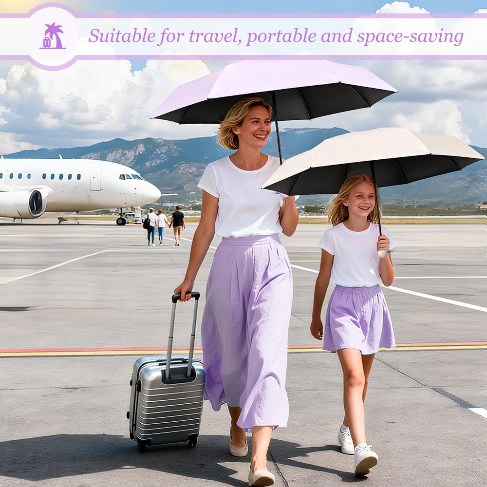 TOPSAIL Mini Umbrella Compact for Travel, UV Sun Protection(UPF50+), Waterproof for Light Rain, Suitable for Women & Kids With a Case, Manual Folding Small Pocket Size Ufor Backpack/Purse