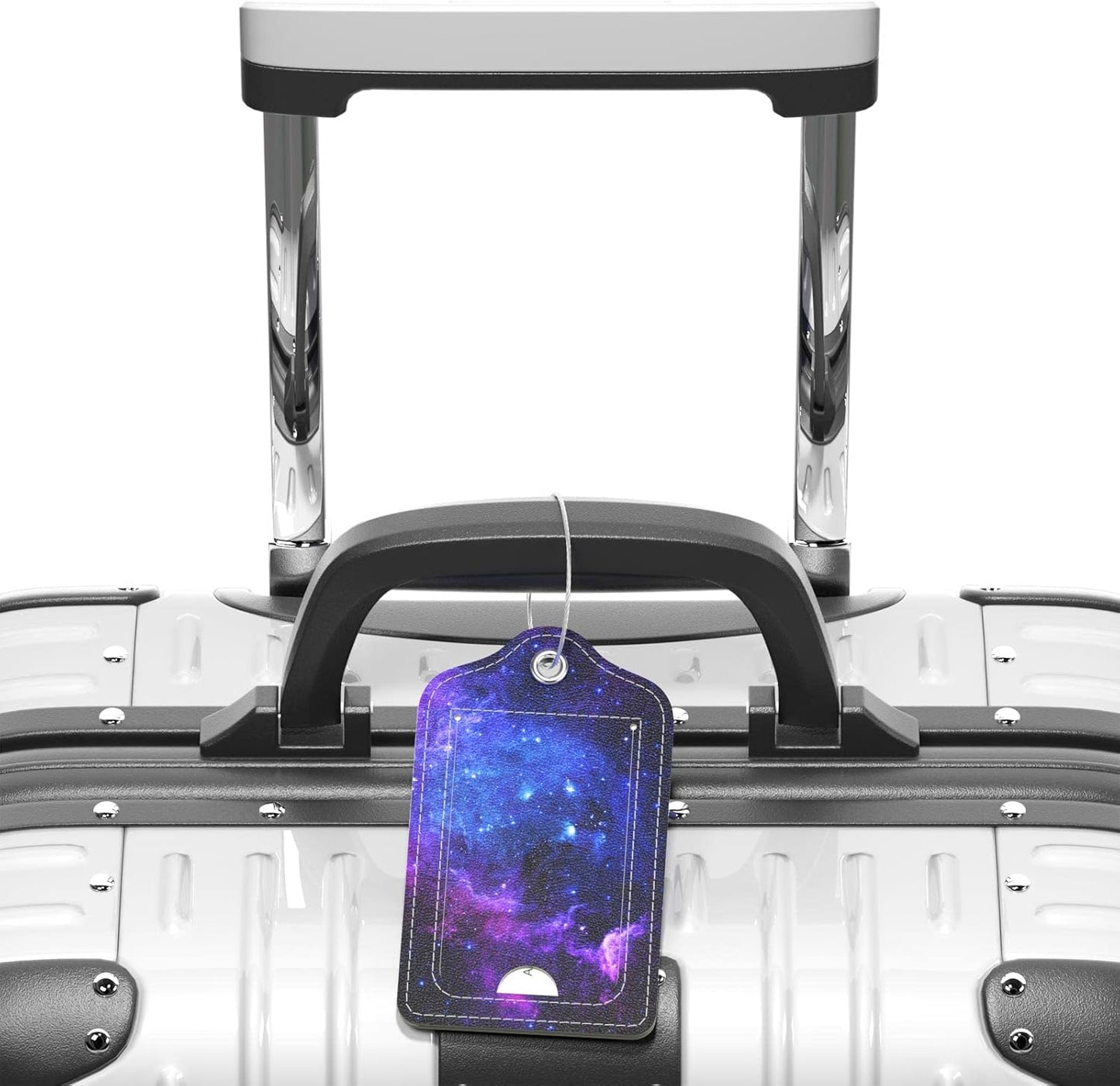Luggage Tags for Suitcase, 2 Pack PU Leather Travel Cruise Luggage Tag with Privacy Flap, Name ID Label and Metal Loop for Women Men Suitcase Baggage Bag Backpack Instrument, Mysterious Galaxy