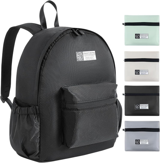Lightweight Packable Backpack 15L Foldable Hiking Backpacks Men &Women Daypack for Travel (Black)