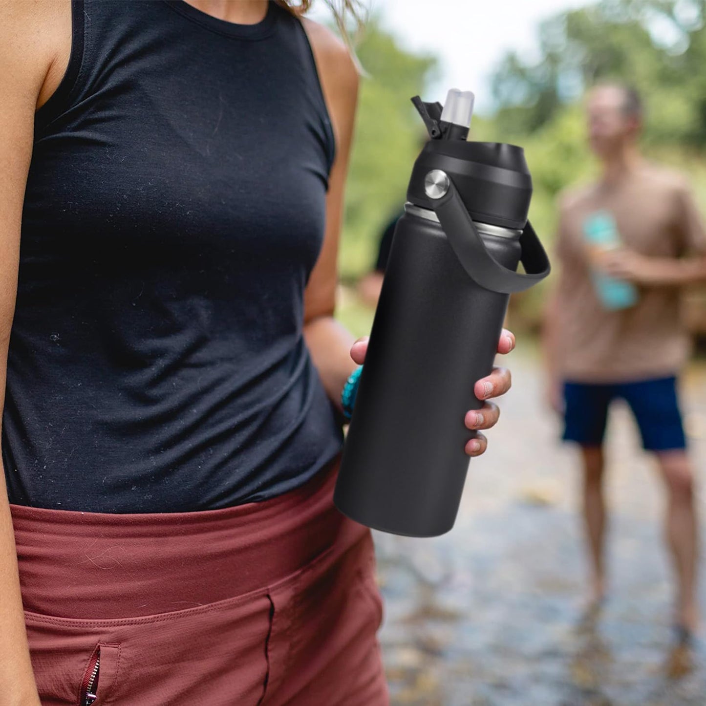 Fijinhom 18oz Insulated Stainless Steel Water Bottle, Wide Mouth Double Wall Vacuum, Silicone