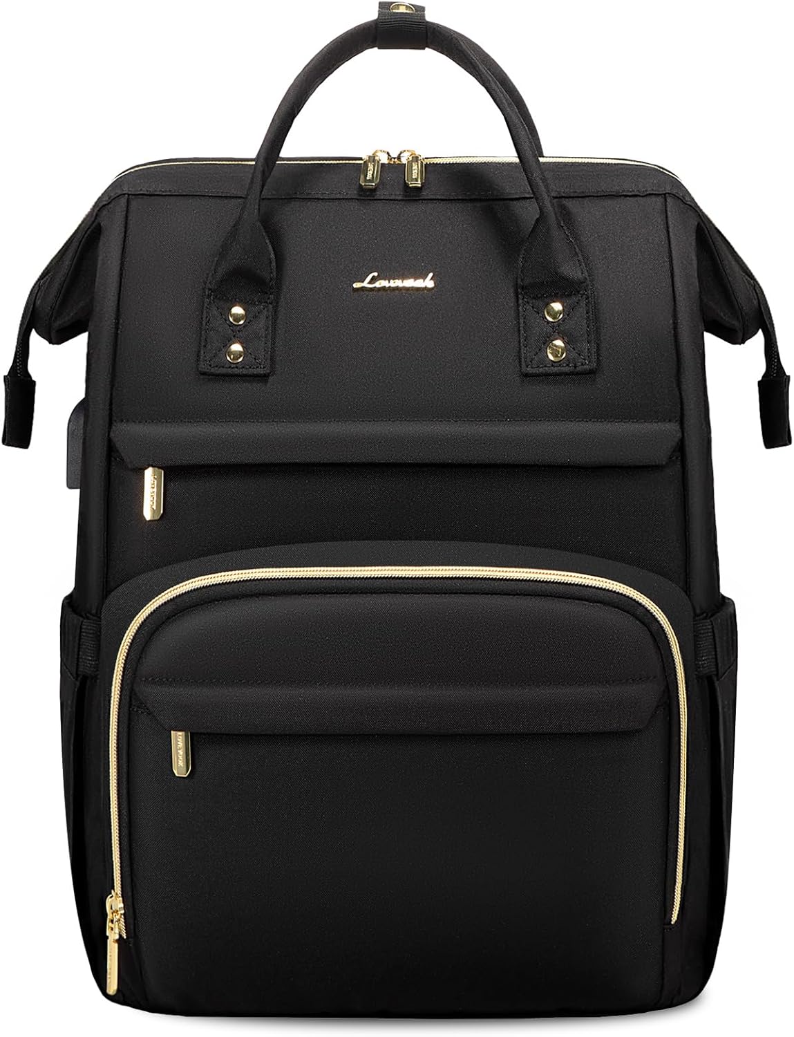LOVEVOOK Laptop Backpack for Women,18 Inch Professional Womens Travel Backpack Purse Computer Laptop Bag Nurse Teacher Backpack,Waterproof College Work Bags Carry on Back Pack with USB Port,Black