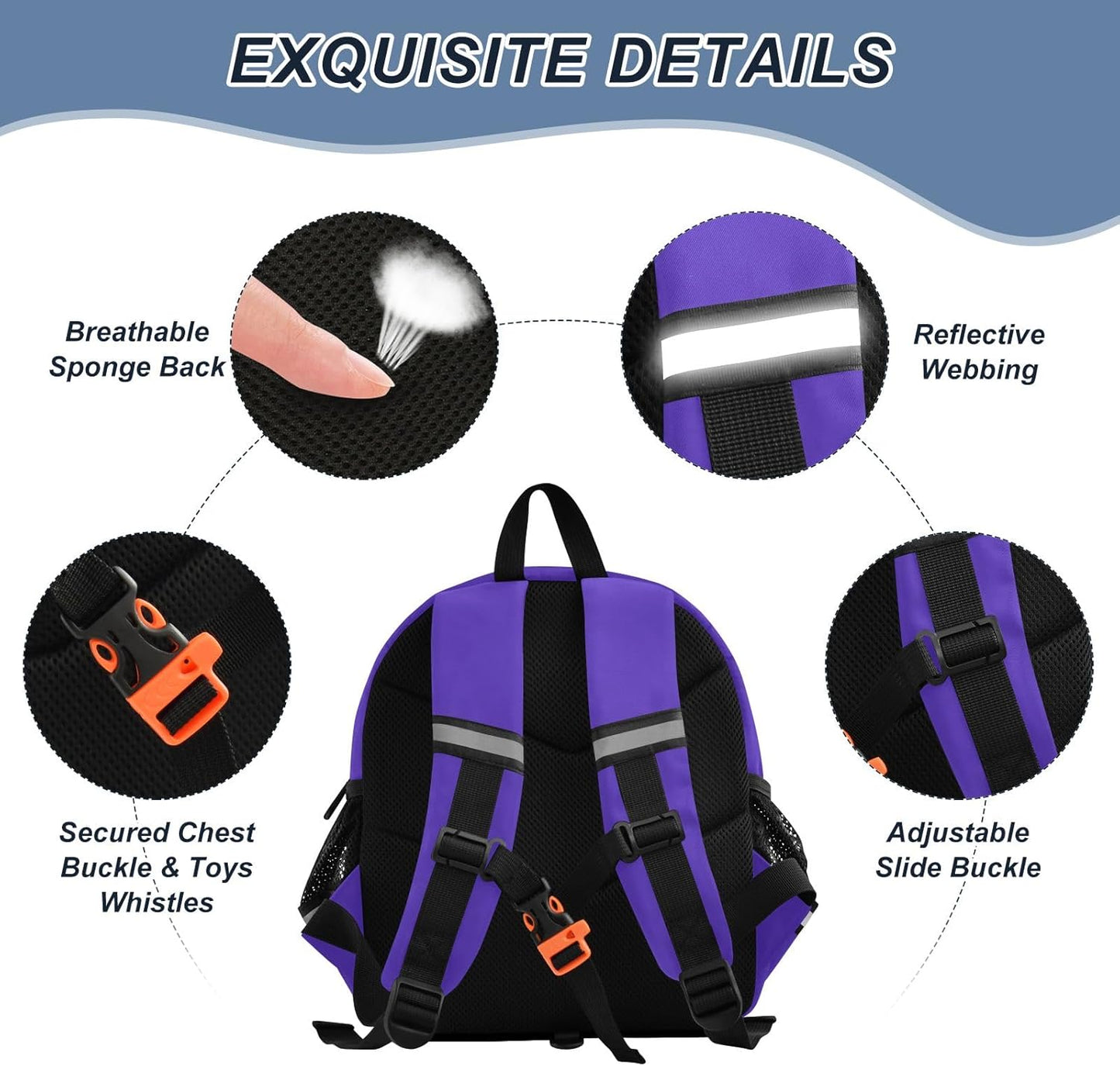 Kids Backpack for Boys Girls Toddler Bags Mini Backpacks Bookbag Cartoon Purple Cute Child 3-6 Preschool
