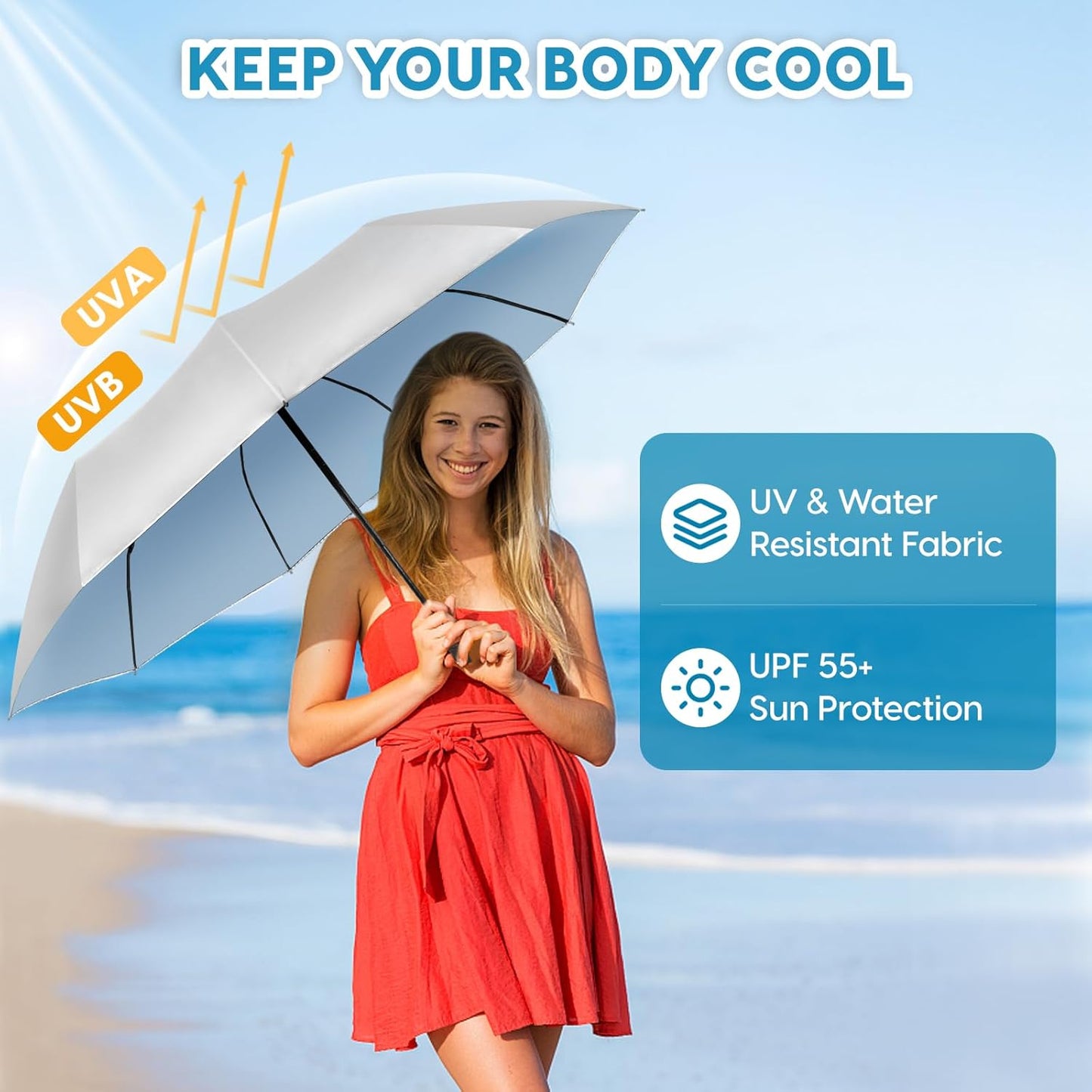 ZOMAKE UV Umbrella for Sun Protection UPF 50+,Travel Compact Sun Umbrellas UV Blocking Small Auto Open Portable for Walking