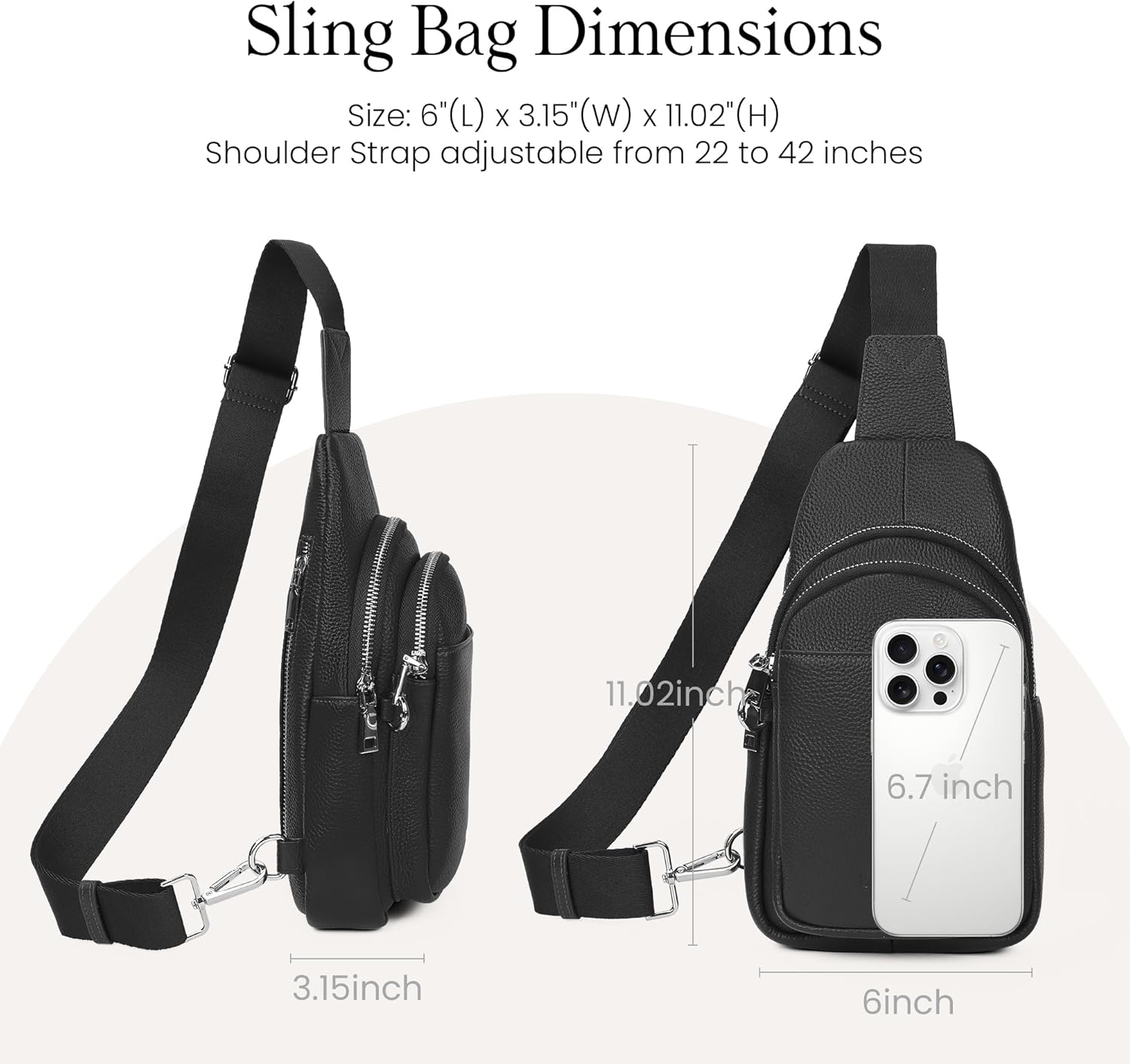 befen Genuine Leather Small Sling Bag for Women Anti-Theft Crossbody Chest Bags Fanny Packs for