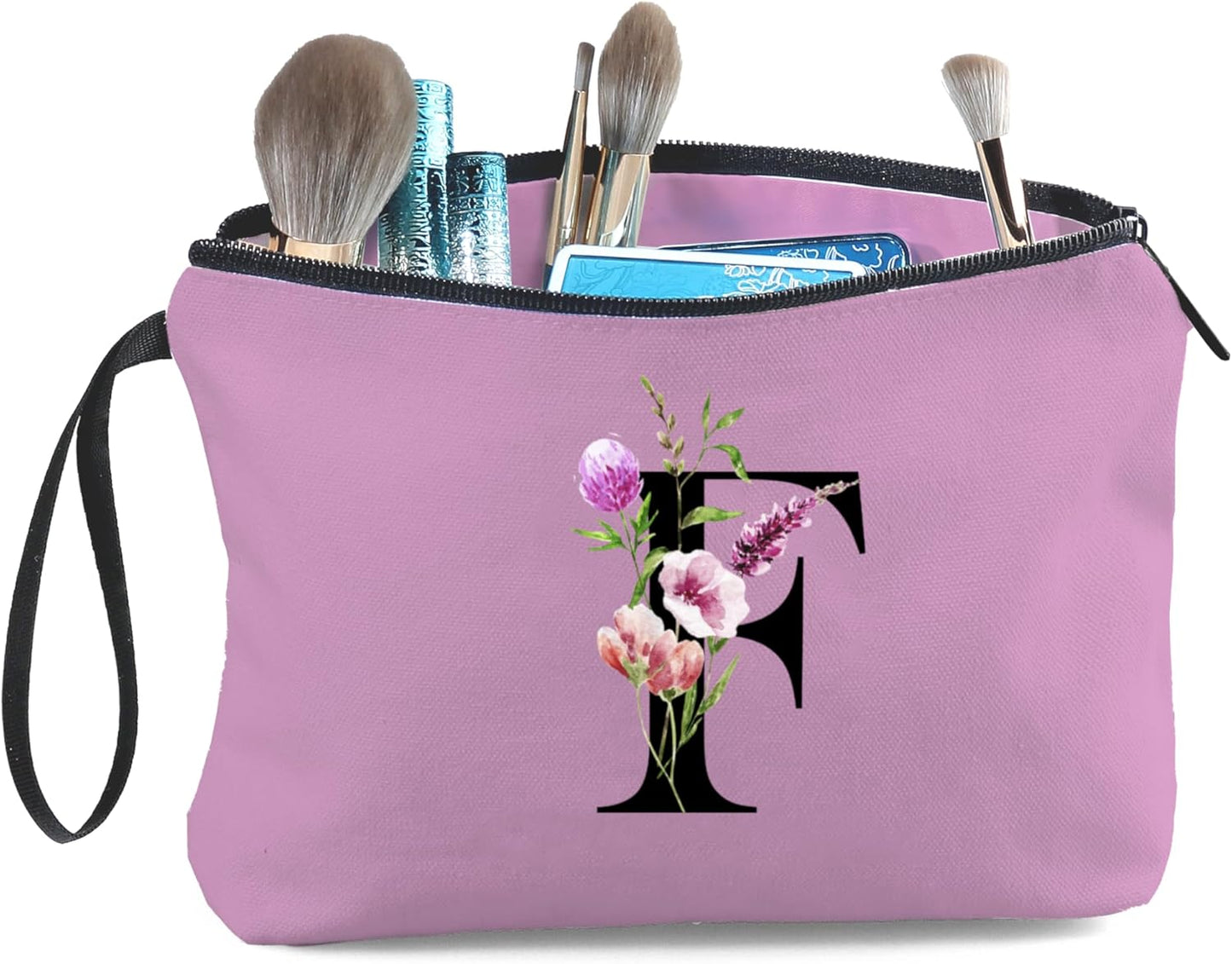 Birthday Thank You Appreciation Monogrammed Gifts for Mom Aunt Teacher Sister Friend Coworkers Bride Bridesmaid Makeup Cosmetic Bag with Mirror Mothers Day Christmas Graduation F