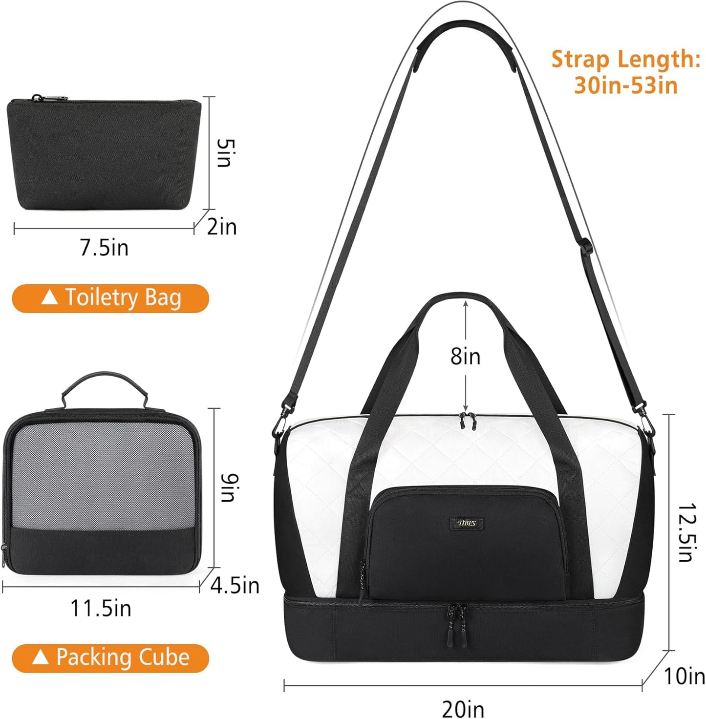 Travel Weekender Bag for Women, Overnight Bag with Shoe Compartment Oversized Travel Duffel Bag Carry On Tote 21"
