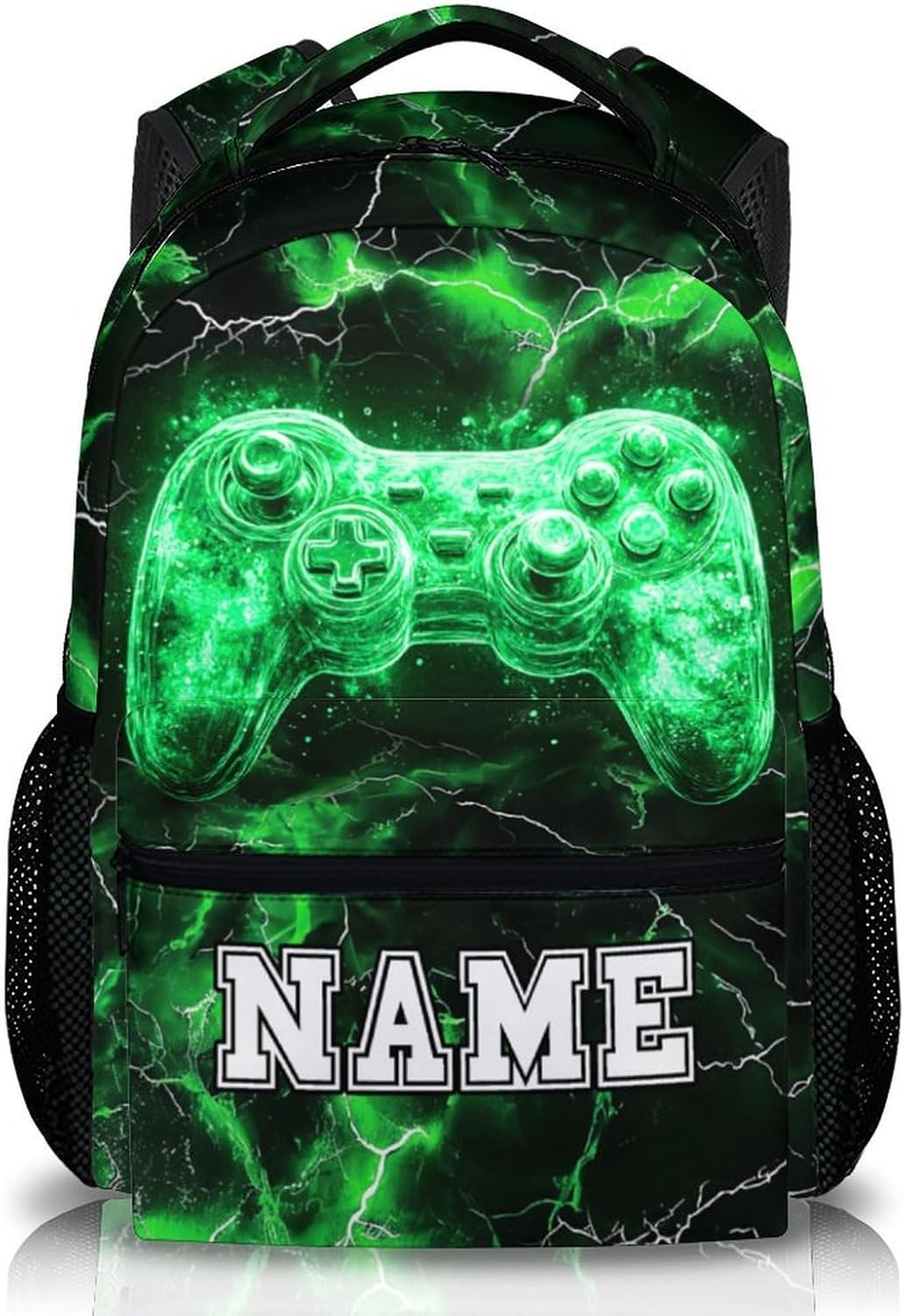 Kids Backpack, Custom Game Bookbag for Boys 3-8, Boys Gift, 17 Inch Green Casual Backpacks for School Preschool Elementary Kindergarten