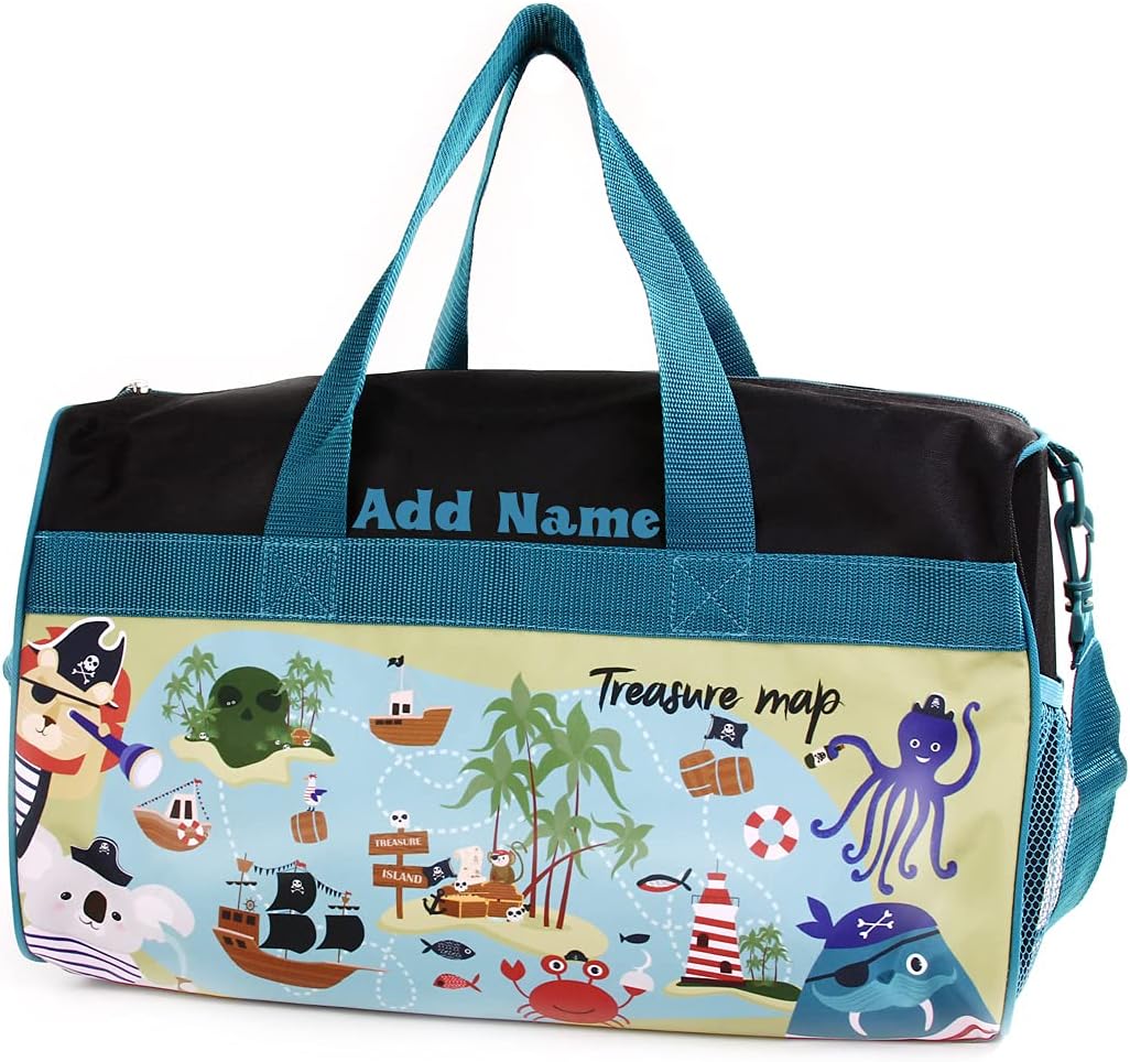 Personalized Kids 18 Inch Duffel Bag for Sports, Travel and Sleepover - Pirate Island