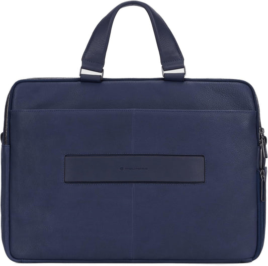 Piquadro Ronnie Leather Briefcase 43 cm Laptop Compartment, night blue, One Size