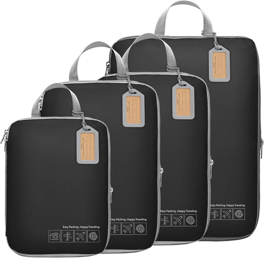 Cambond Compression Packing Cubes for Travel Women - Travel Bags Luggage Organizers Travel Essentials Compression Cubes for Travel Carry on Suitcases Organizer