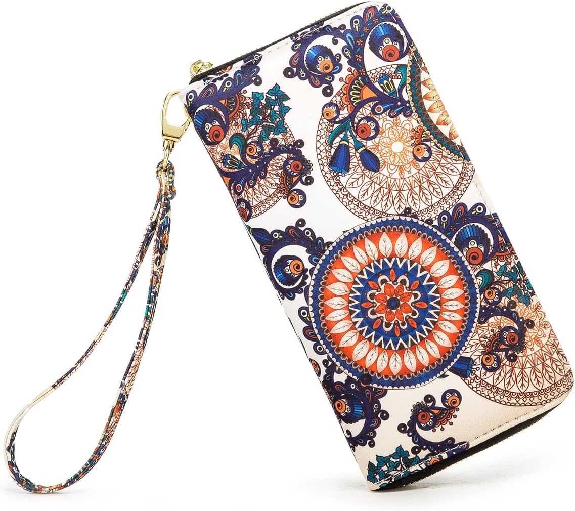 Women Wallet Card RFID For Womens Holder Blocking Credit Small Zipper Purse Pocket Bifold Slim Coin ID Ladies Wristlet Clutch Large Capacity Window Case Travel Zip Women's
