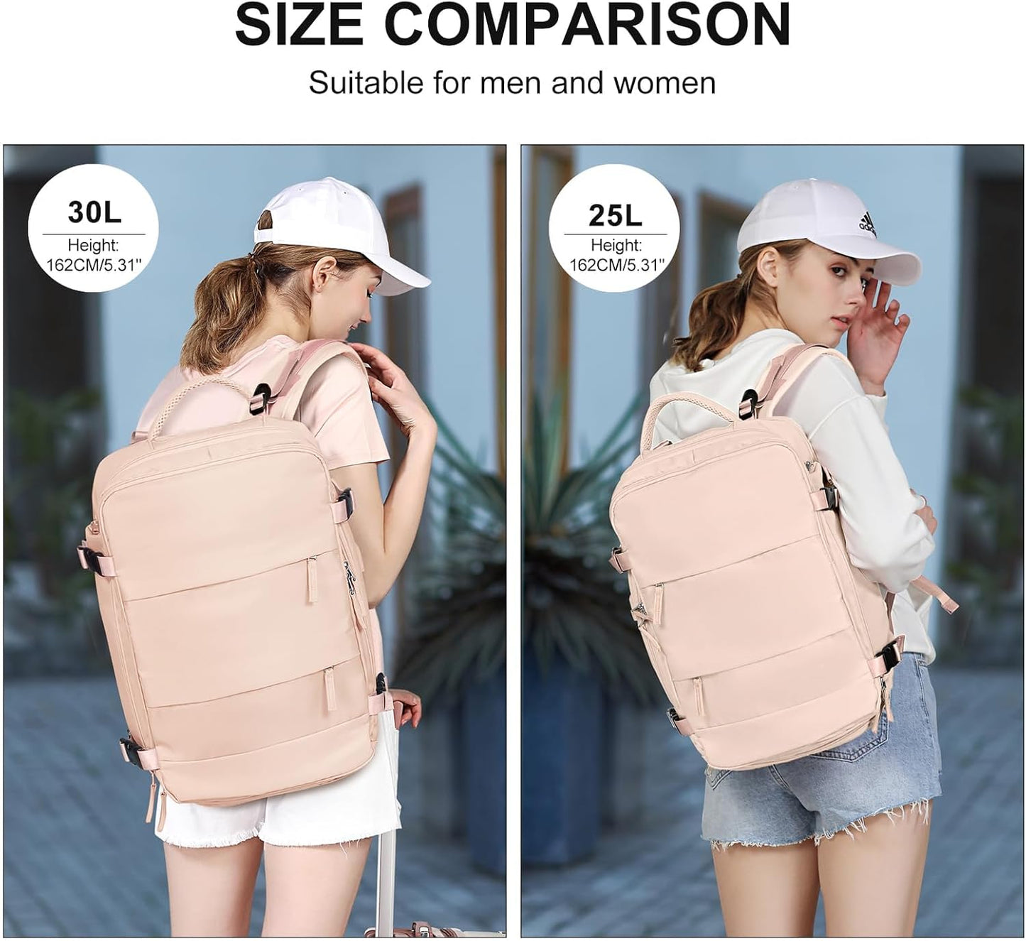 coowoz Large Casual Travel Backpack For Women Men,Carry On Rucksack Flight Approved,Hiking