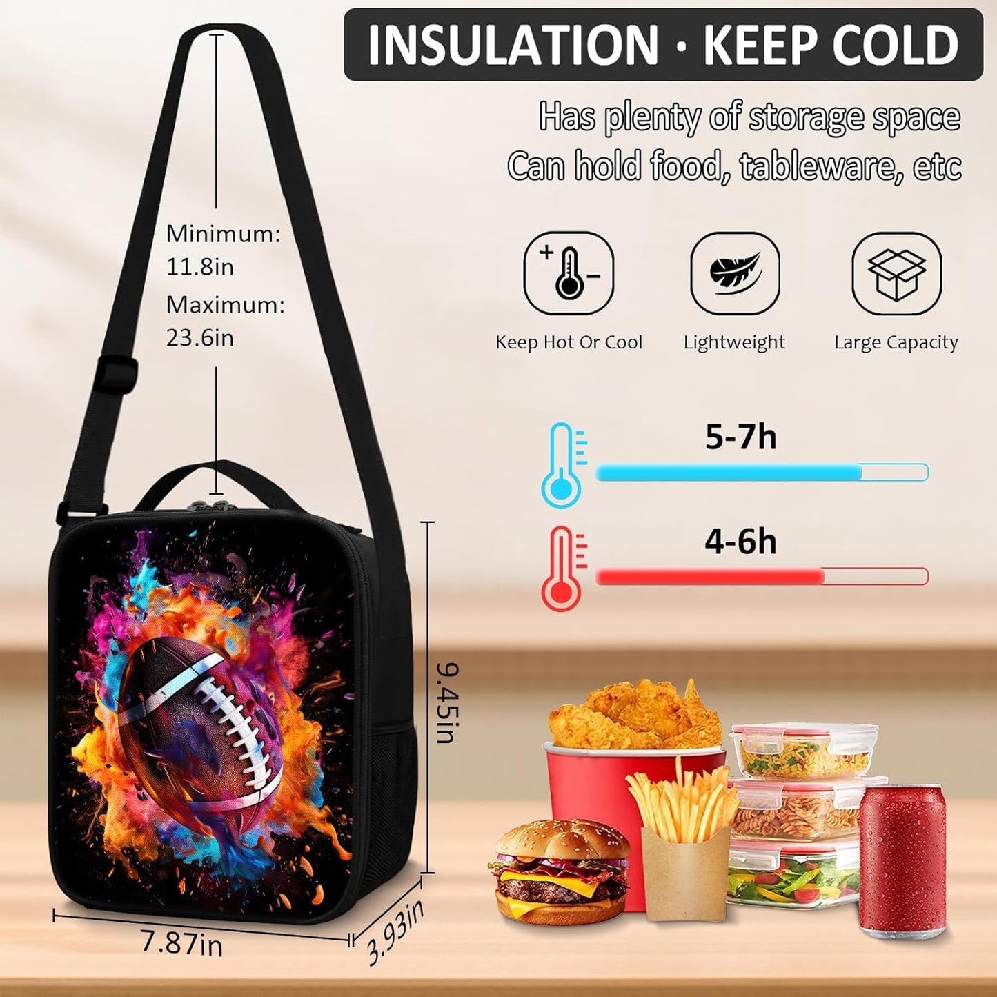 School Backpack for Boys - 4pcs Ameriacn Football Boys Backpack with Lunch Box and Pencil Case for Kids Children Teens Elementary Middle School - Students Bag for Ages 6-18,17″Bookbag Travel Back Pack