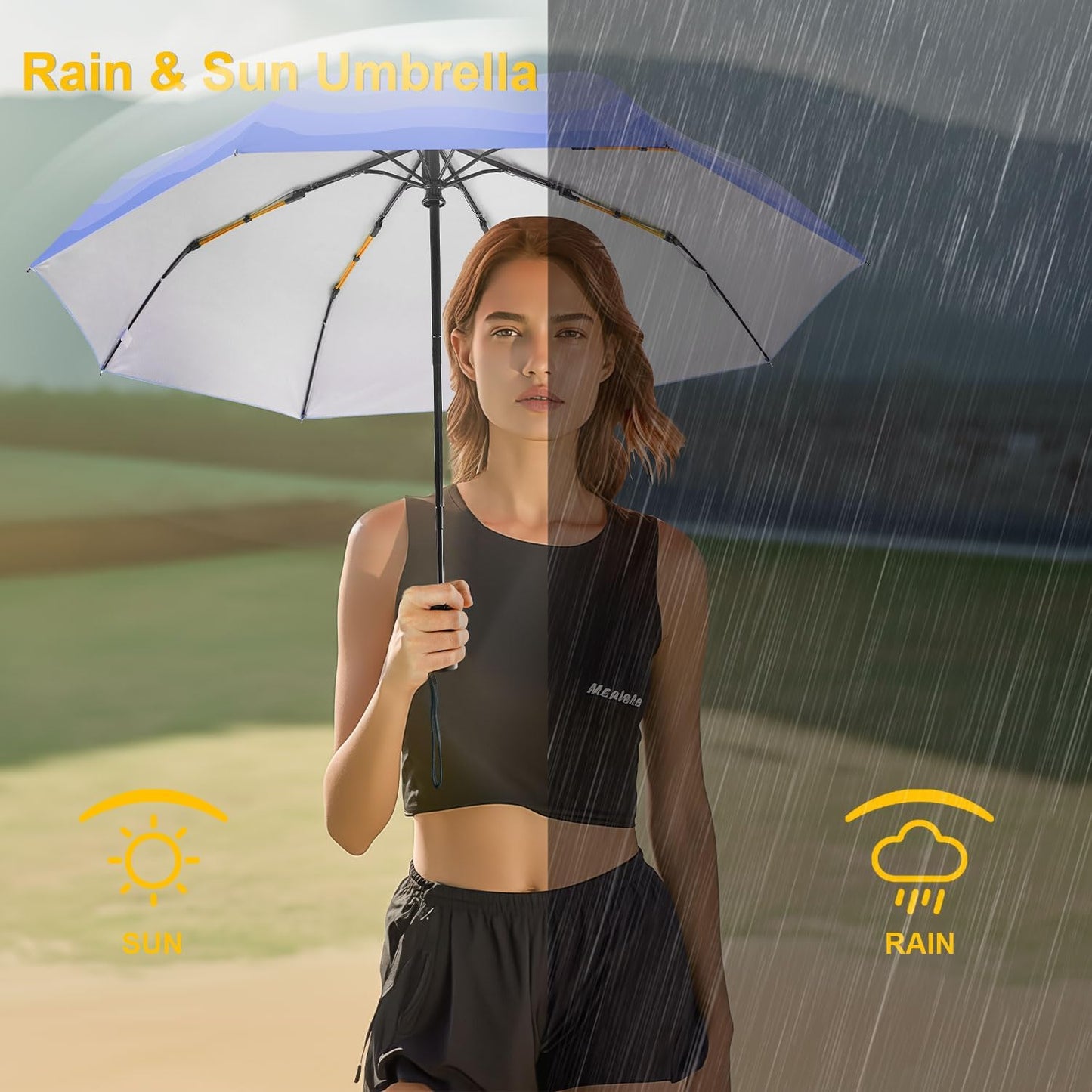 Lejorain Cute Women Sun Umbrella - Automatic Folding UV Protection Lightweight Umbrella Compact Travel Fashion Pretty Collapsible Golf Rain Umbrellas for Women