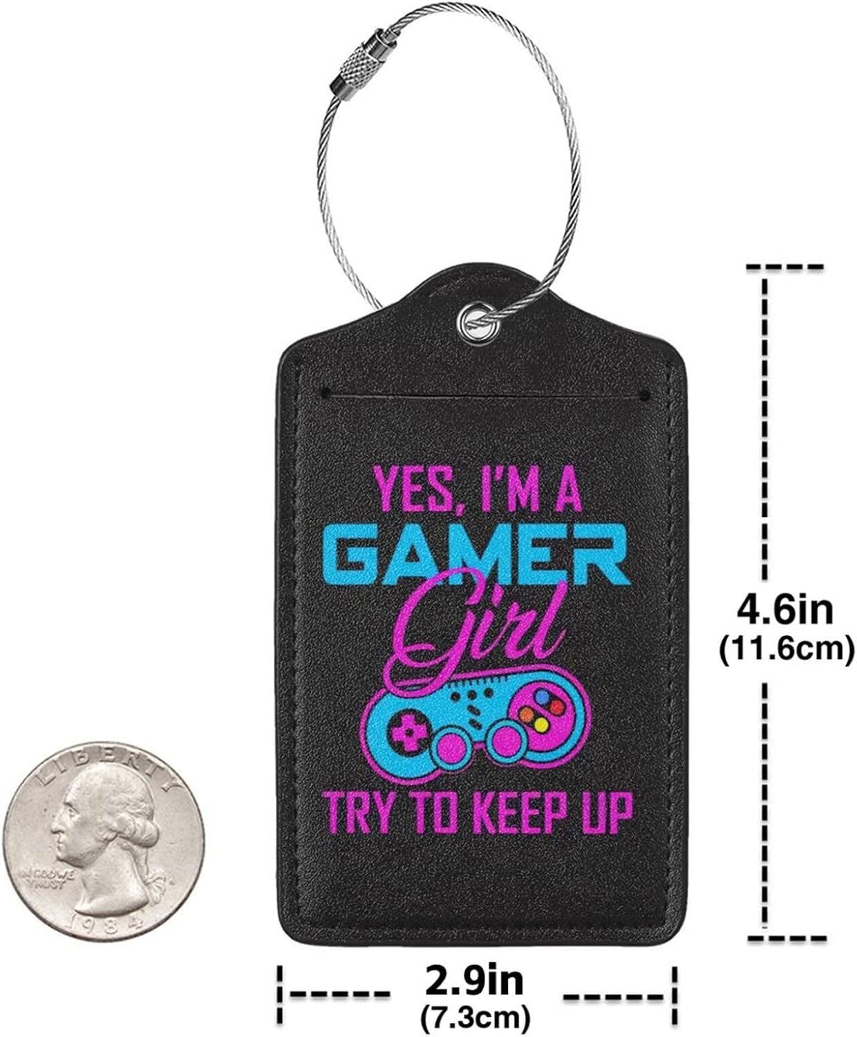 2 Pack Luggage Tags for Suitcase, Privacy Cover ID Label with Stainless Steel and Address Card for Travel Bag Backpack Cruise Ship Essentials Tag Girls Teens - I'm a Gamer Girl
