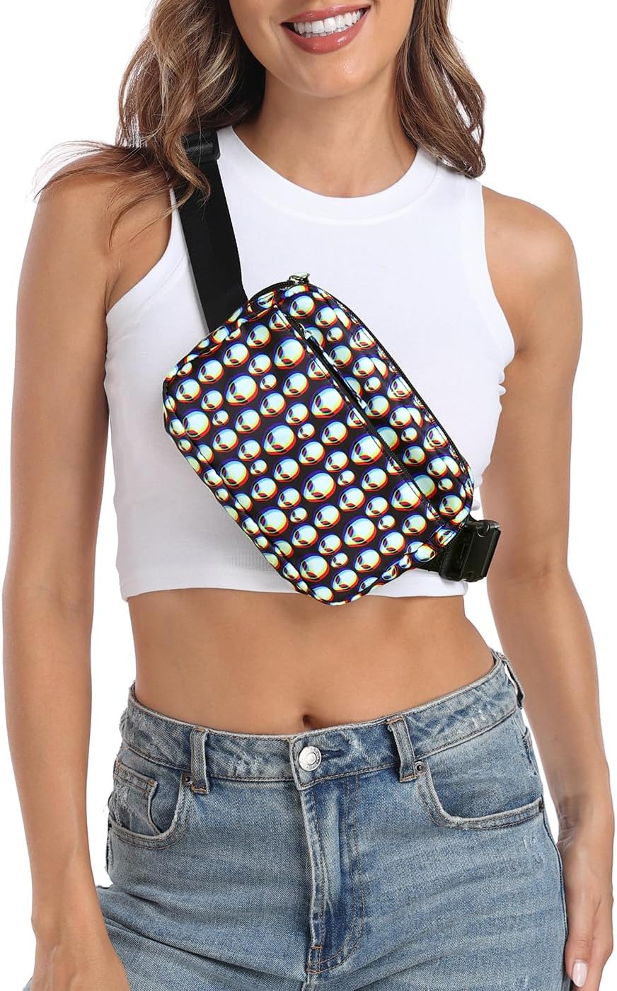 HDE Belt Bag 2L Fanny Pack Cross Body with Adjustable Strap Travel Waist Pack - Zen Alien