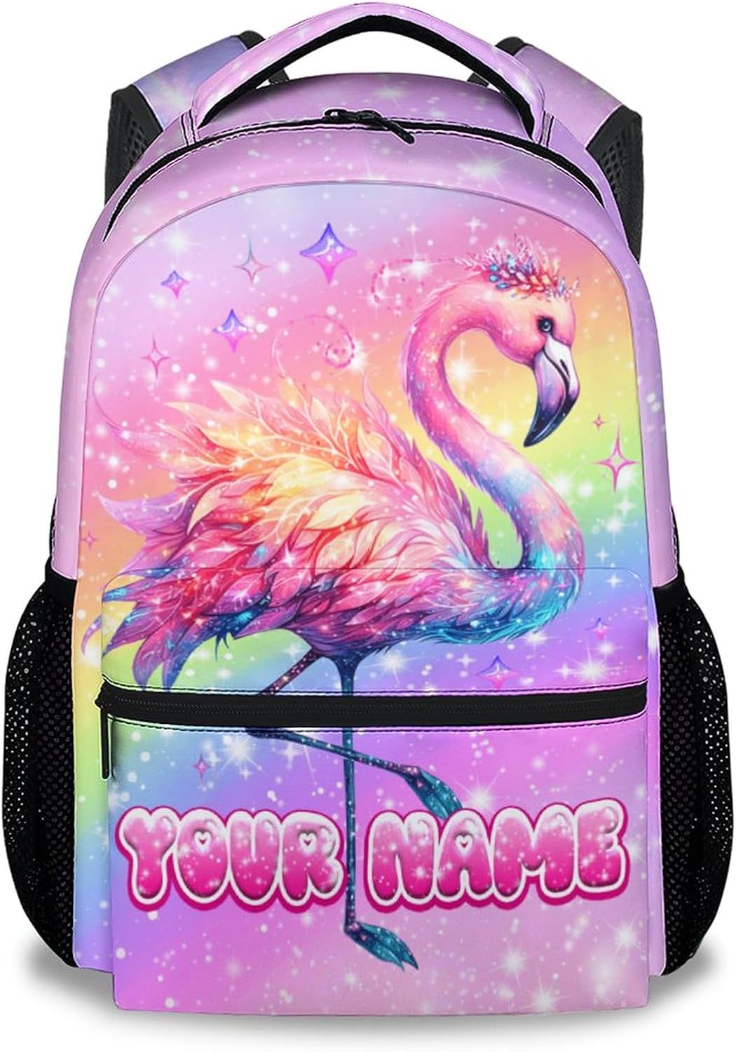 Personalized Kids Backpack, Personalized Flamingo Backpacks for Girls, 17" Child Bookbag for