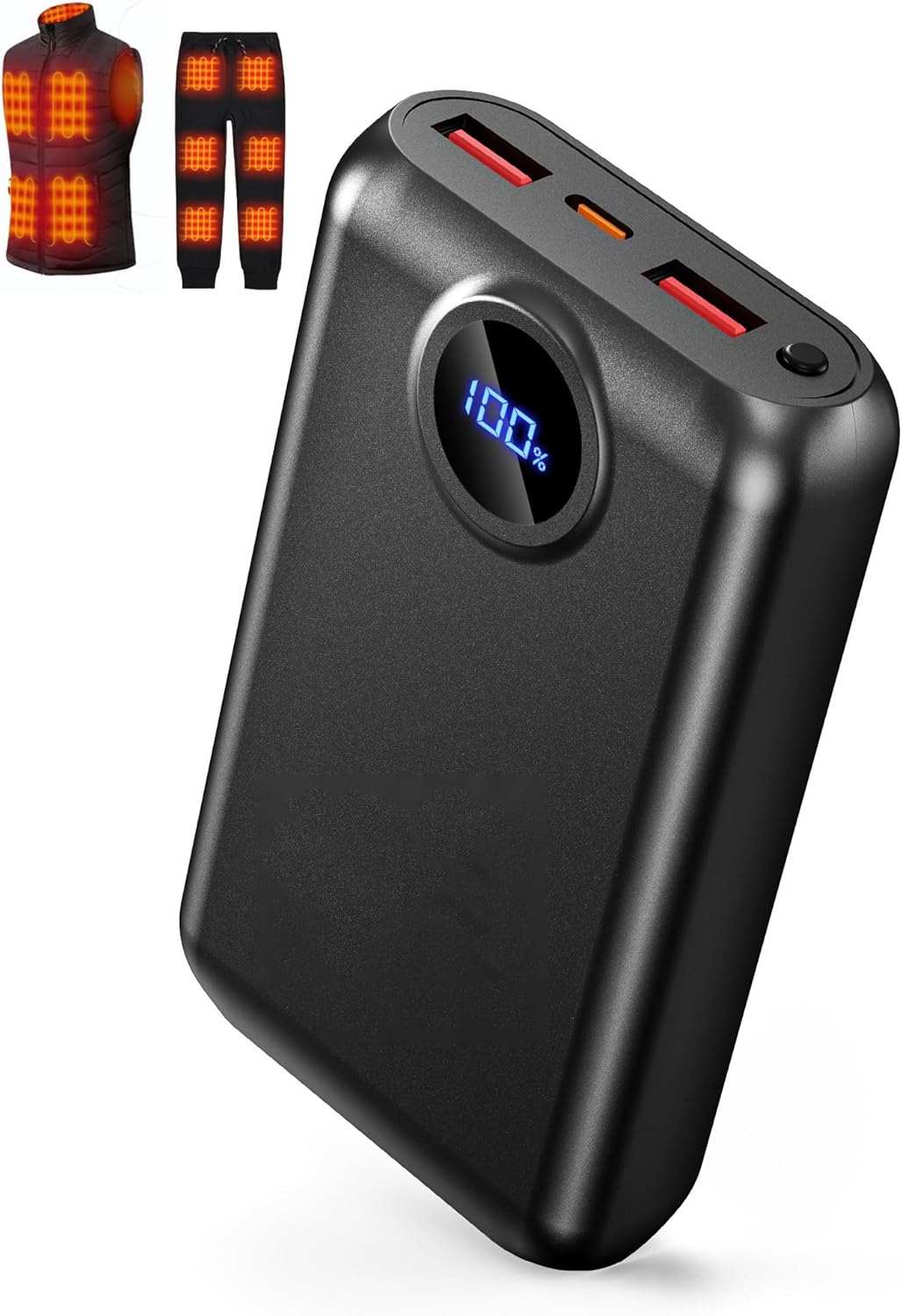 𝟓𝐕 𝟐𝟎𝟎𝟎𝟎𝐦𝐀𝐡 Heated Vest Battery Pack Compatible with Soleilwear USB Apparel, Portable Power Bank for Heated Vests Hoodies, Phones, Camping Chair with Digital Screen (NOT for DC 7.4V/12V)