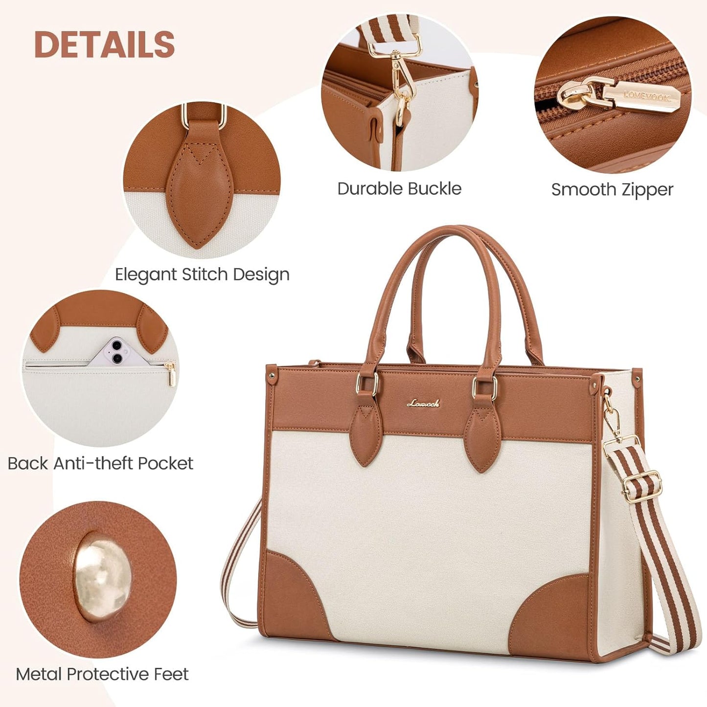 LOVEVOOK Laptop Bag for Women 17 lnch,Waterproof Laptops Tote Bags for Womens,Professional Work Bags for Women with Cup Holder,Large Laptop Purse Computer Briefcase Office Teacher Clutch Bag,2 PCS