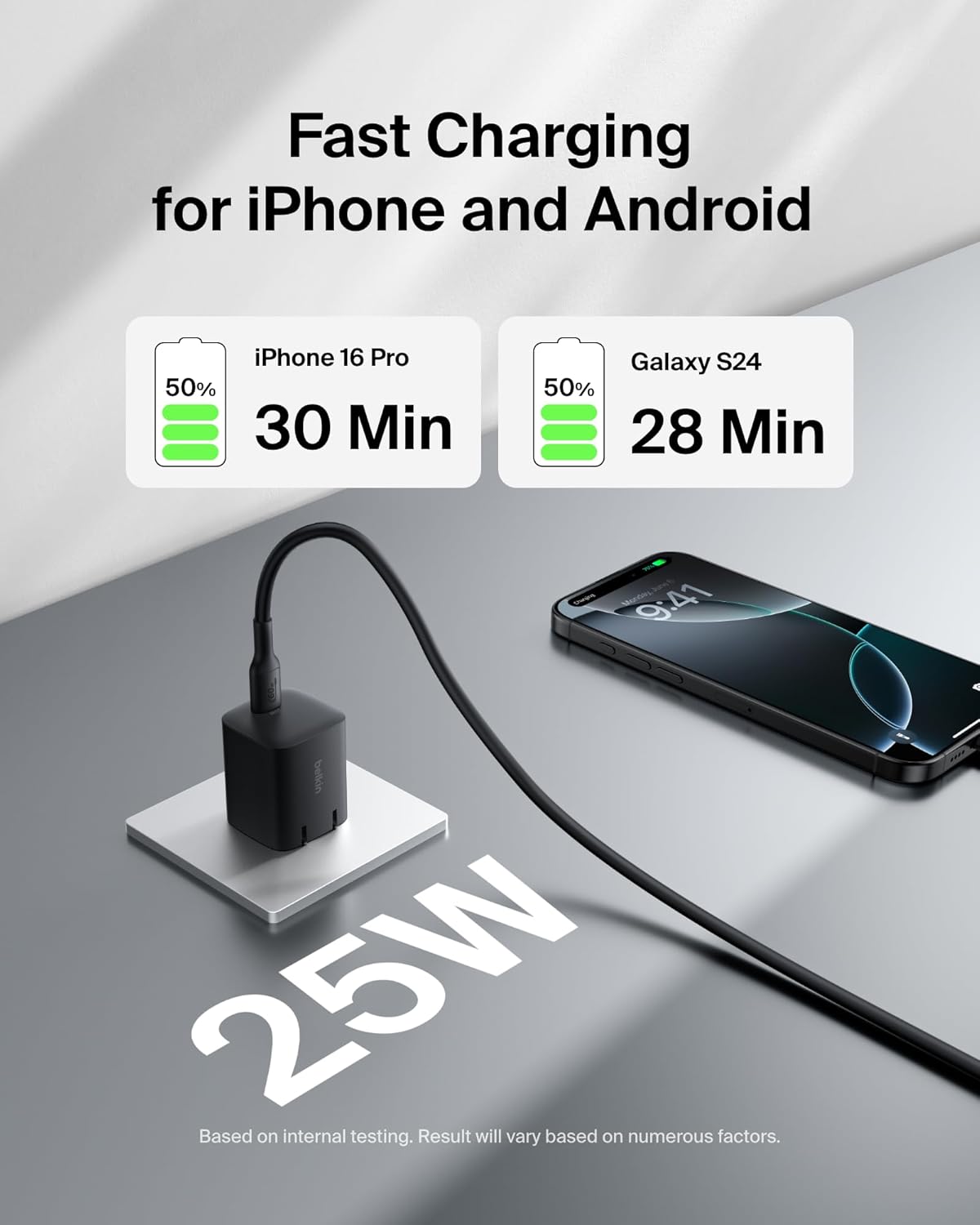 Belkin USB C Charger Block 25W (2 Pack) – PD3.0 PPS Super Fast Charging - Samsung Galaxy S25, S24, Apple iPhone 17, Air, Pro, Pro Max, AirPods, Apple Watch, Google Pixel 10, Nintendo Switch - Black
