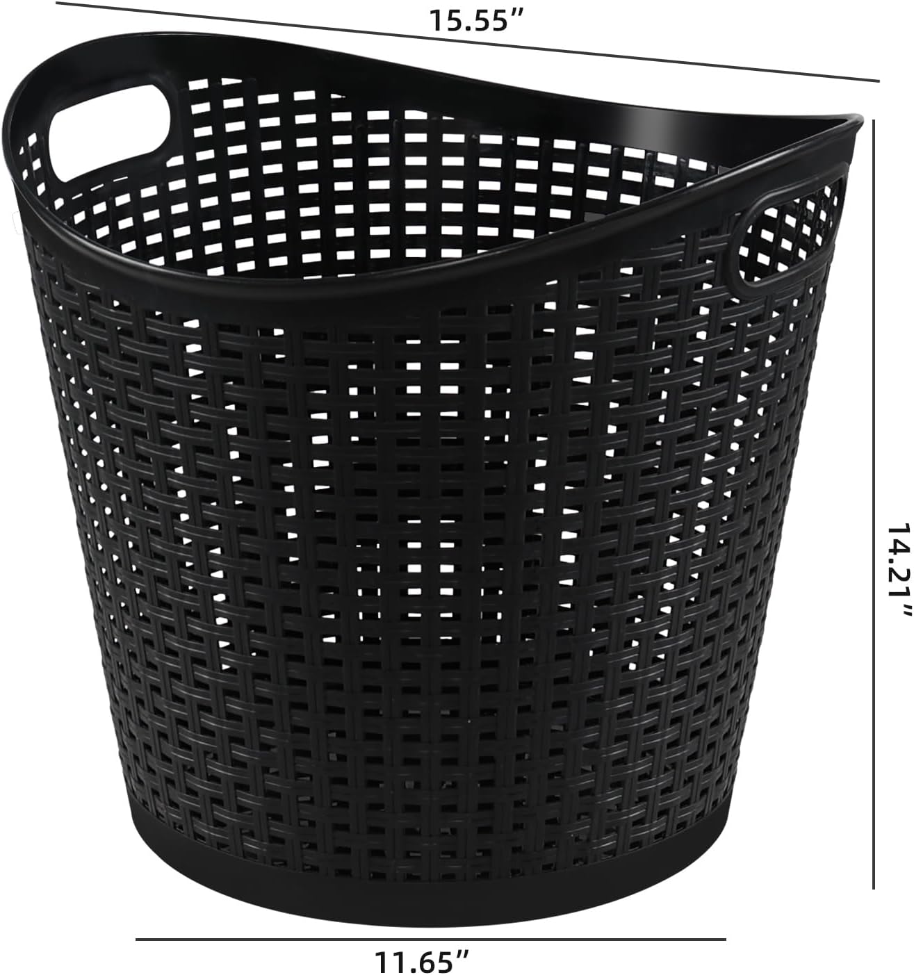 Obstnny 6-Pack Plastic Laundry Hamper Storage Basket, 30 L Dirty Clothes Hamper, Black