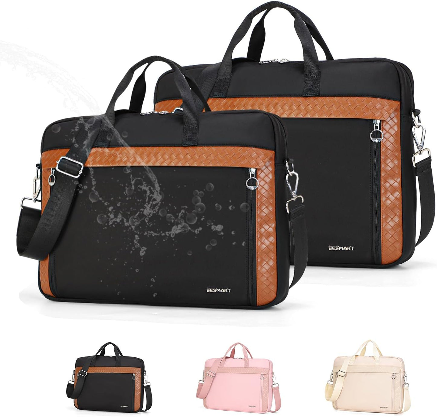 BESMART Slim Laptop Bag 15.6/17.3 Inch Laptop Briefcase for Women, Elegant Waterproof Shoulder Bags, Computer Messenger Bag